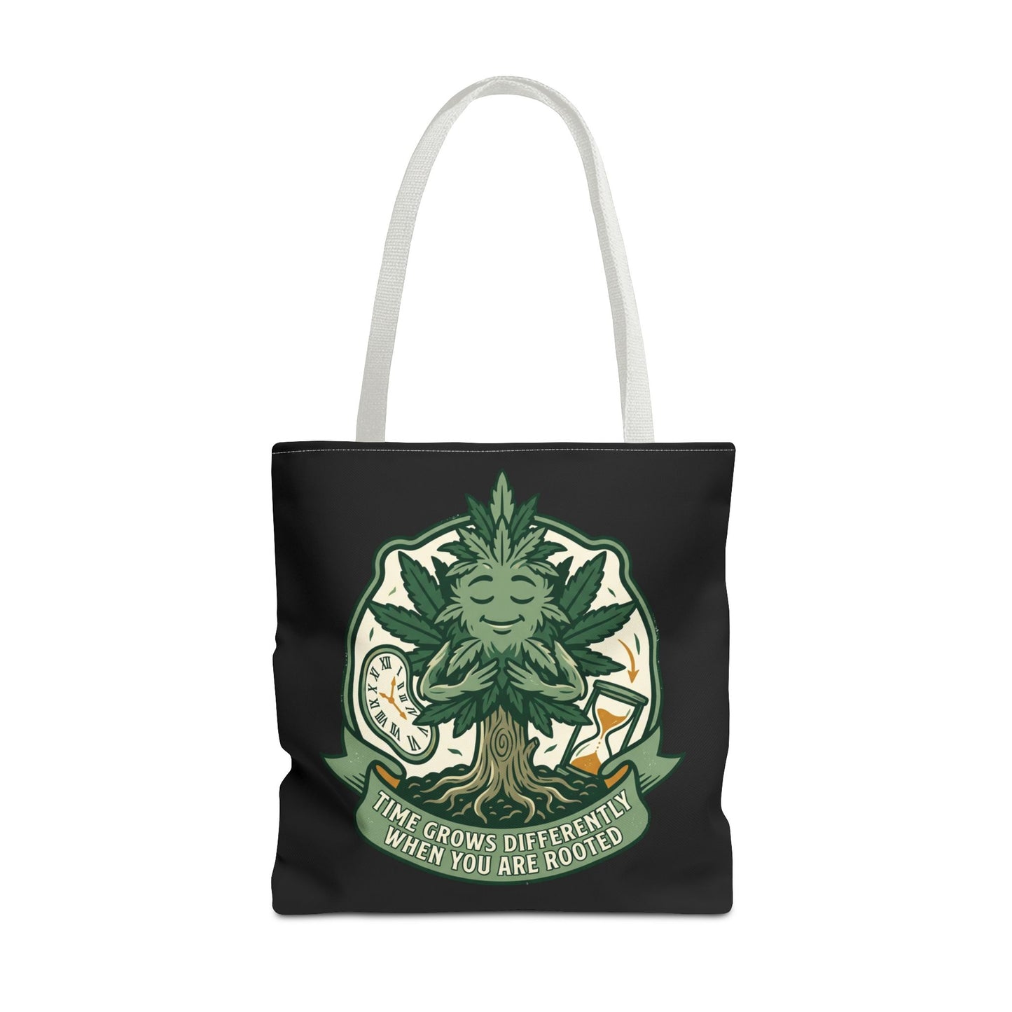 Rooted Tree Spirit Tote Bag — “Time Grows Different When You Are Rooted” Eco Tote