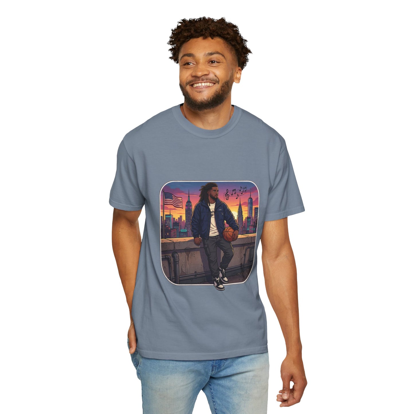 City Sunset Basketball Player T-Shirt — Urban Hoop Lifestyle Tee