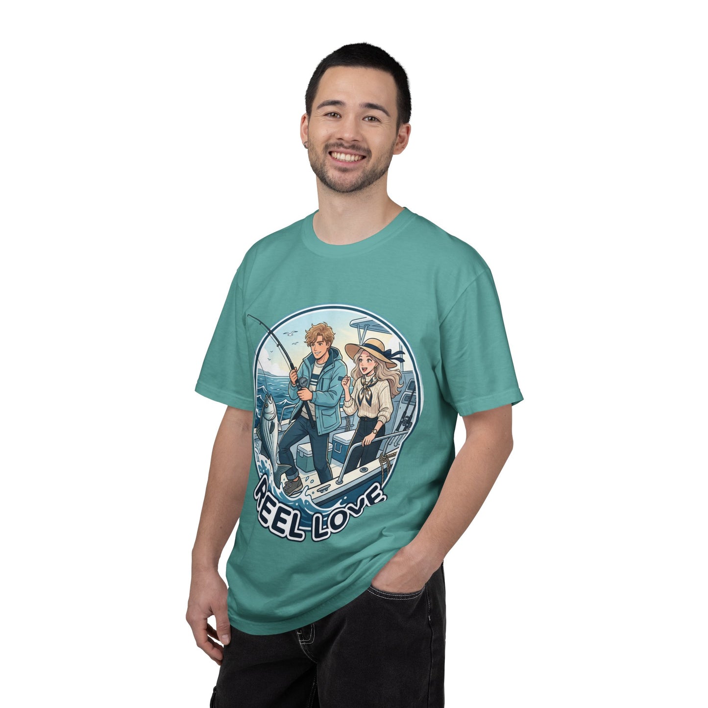 Reel Love Fishing T-Shirt — Cute Couple Anglers Graphic Tee