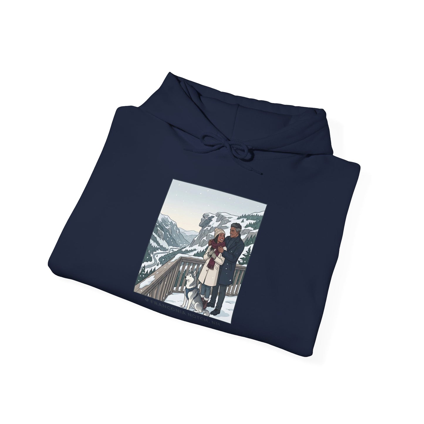 Winter Couple Photo Hoodie — Vintage Alps Travel Graphic Sweatshirt