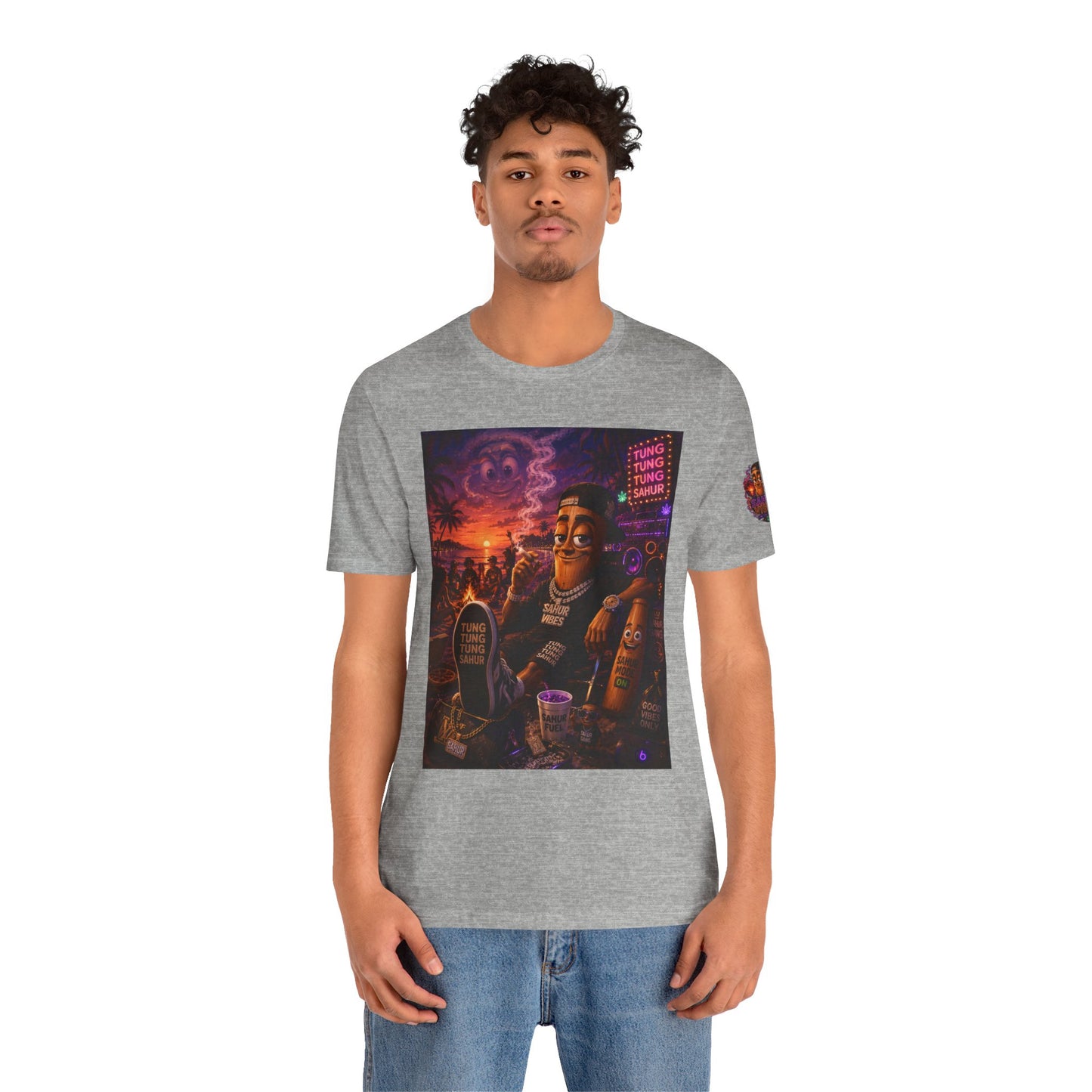 Tung Tung Tung Sahur Laid-Back Nightlife Graphic Tee — "Things Take Time" Urban Cartoon Design