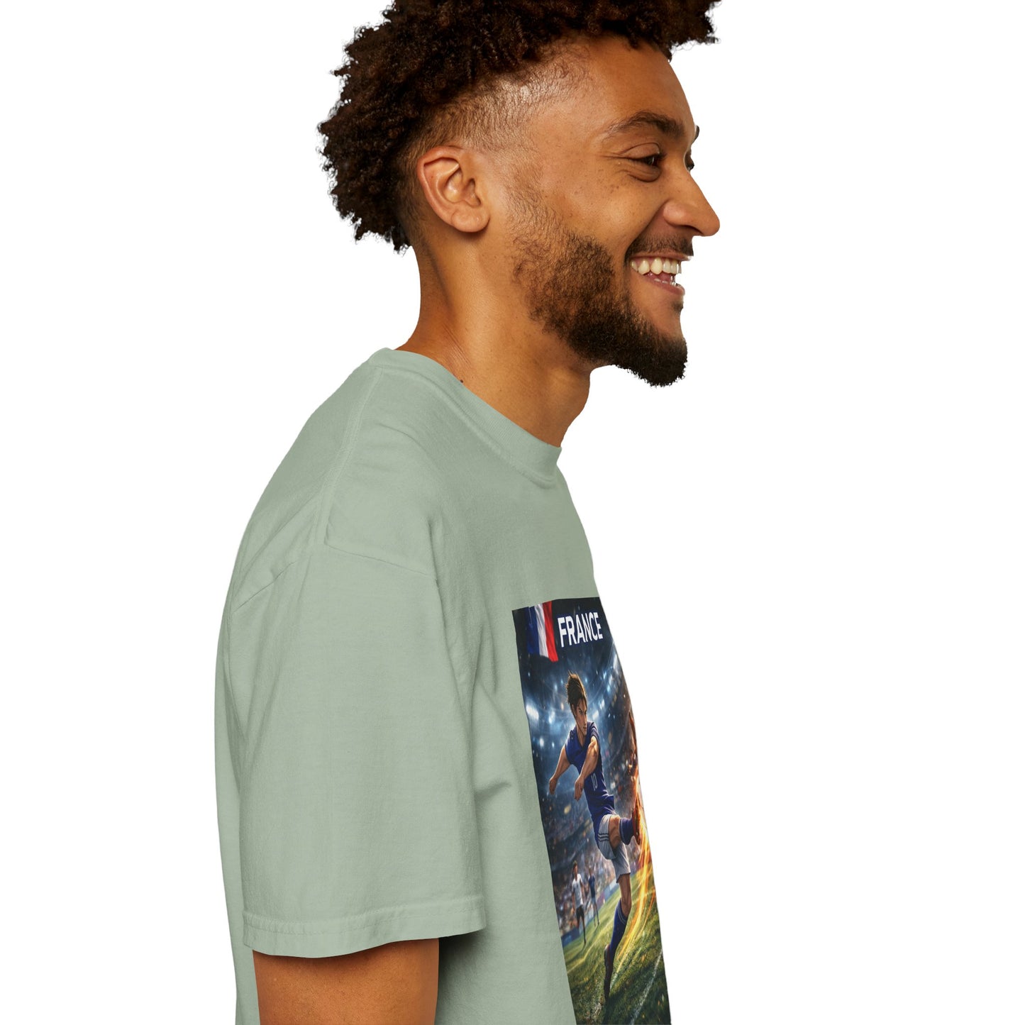 France Soccer Player Graphic T-Shirt — Football Kick Stadium Design