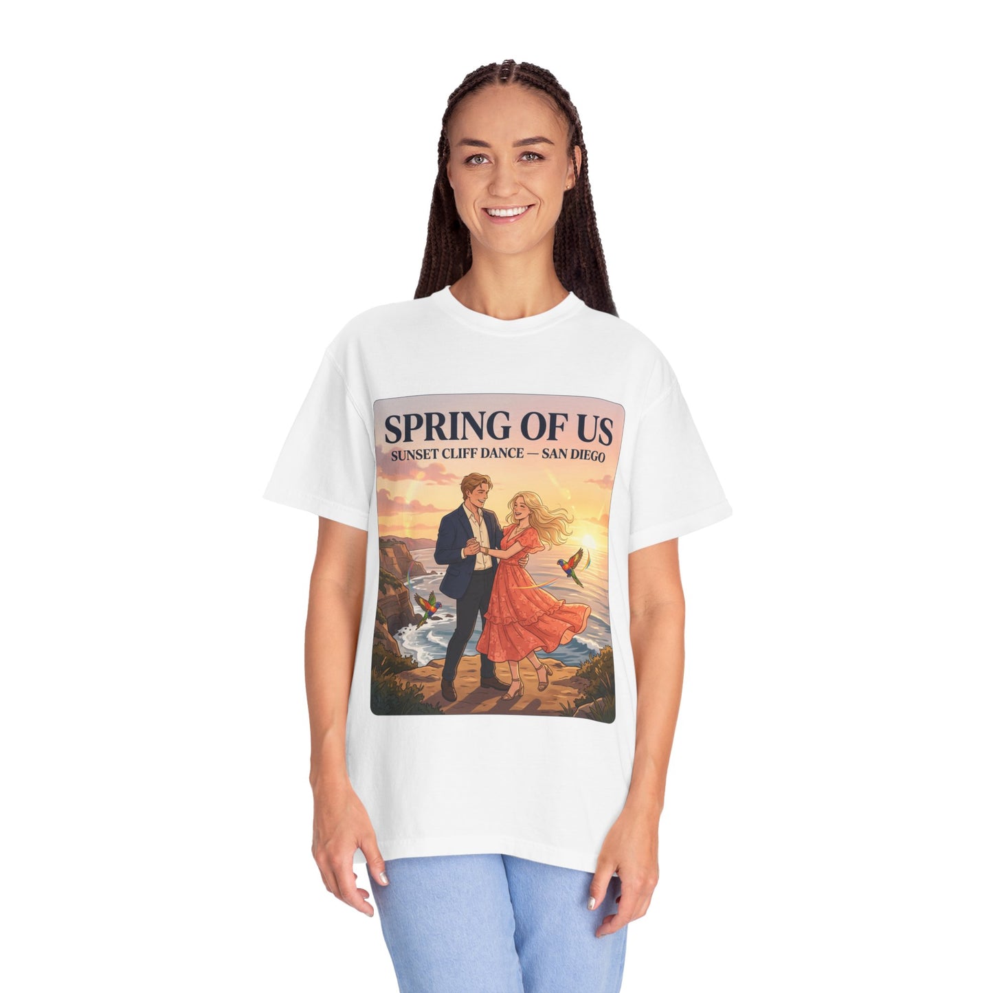 Spring of Us T‑Shirt — Sunset Cliff Dance San Diego Vintage Romance Tee