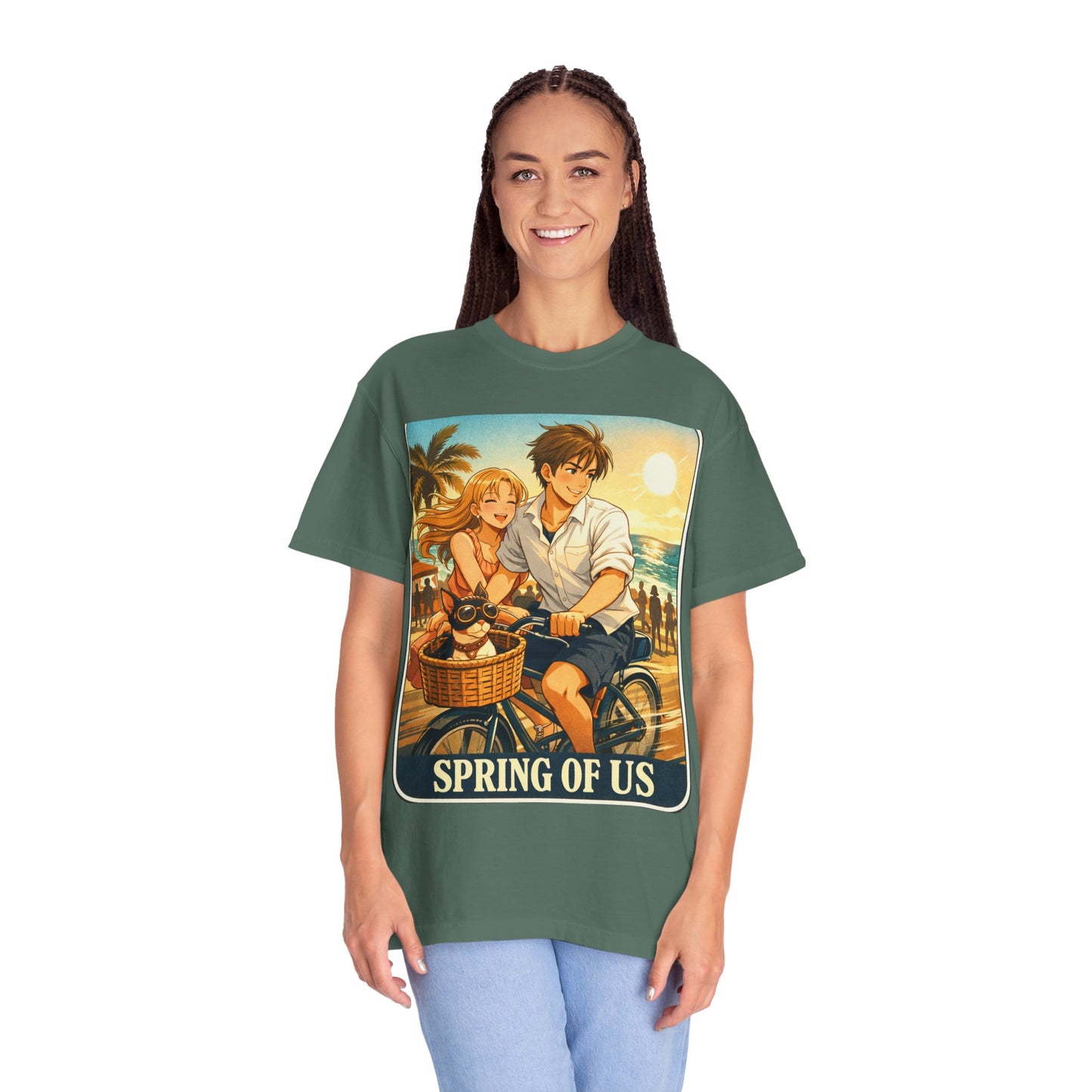 Spring of Us T-Shirt — Vintage Beach Couple Bicycle Design