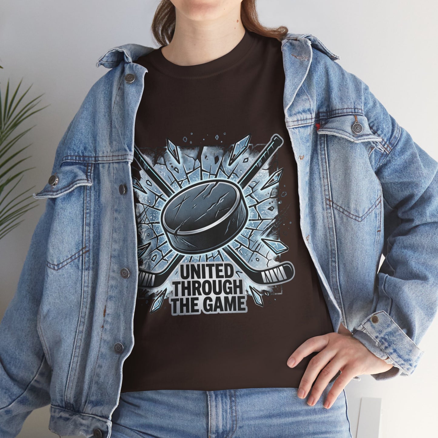 Hockey T-Shirt — "United Through the Game" Graphic Tee
