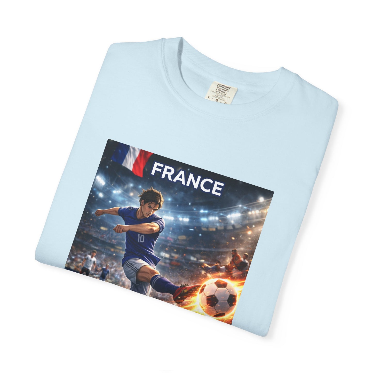 France Soccer Player Graphic T-Shirt — Football Kick Stadium Design
