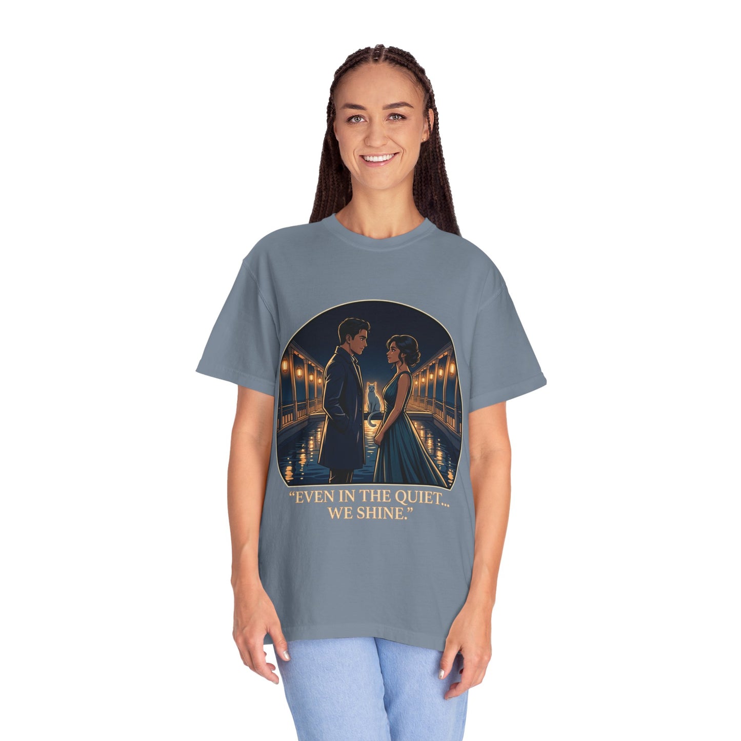 Romantic Night Stroll T-Shirt — "Even in the Quiet... We Shine" Graphic Tee