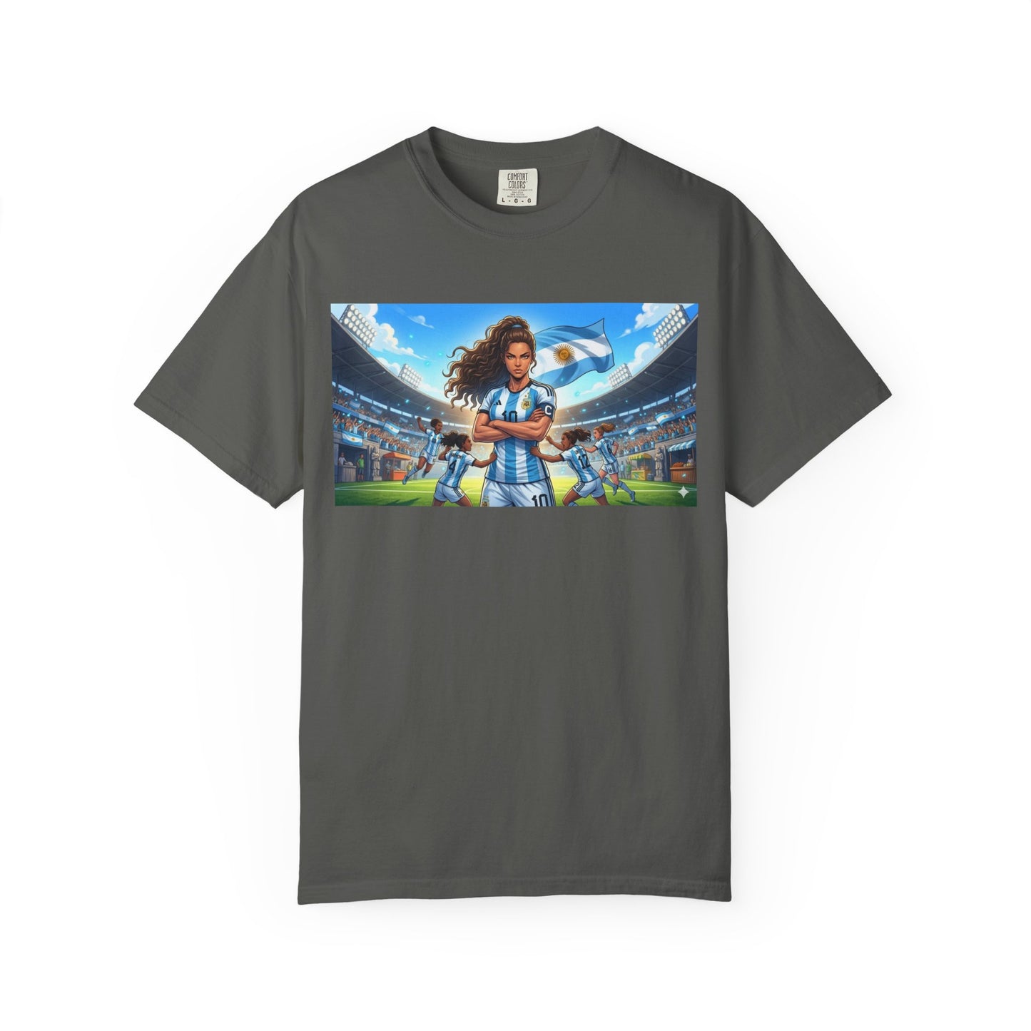 Argentina Soccer Heroine Stadium T-Shirt – Female Soccer Player Graphic Tee