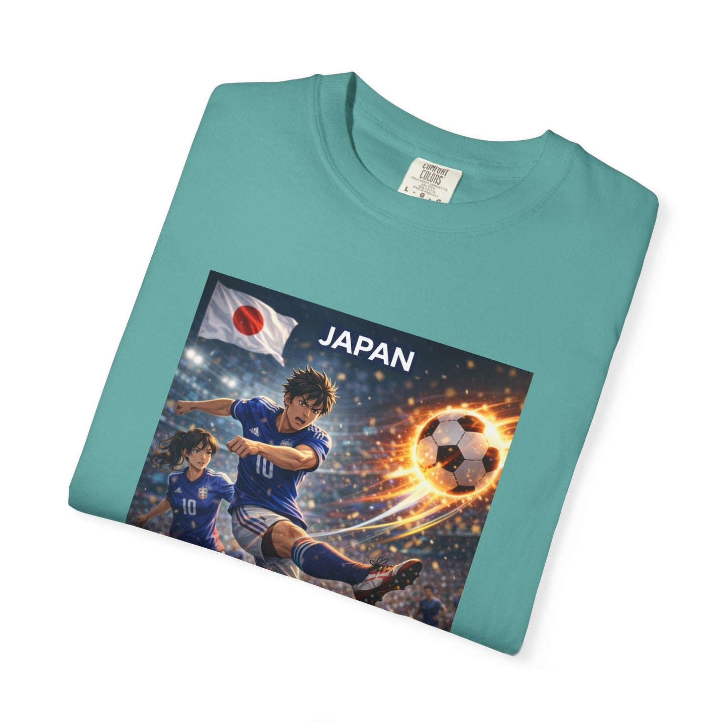 Japan Soccer Team Graphic T‑Shirt — Dynamic Football Players Design