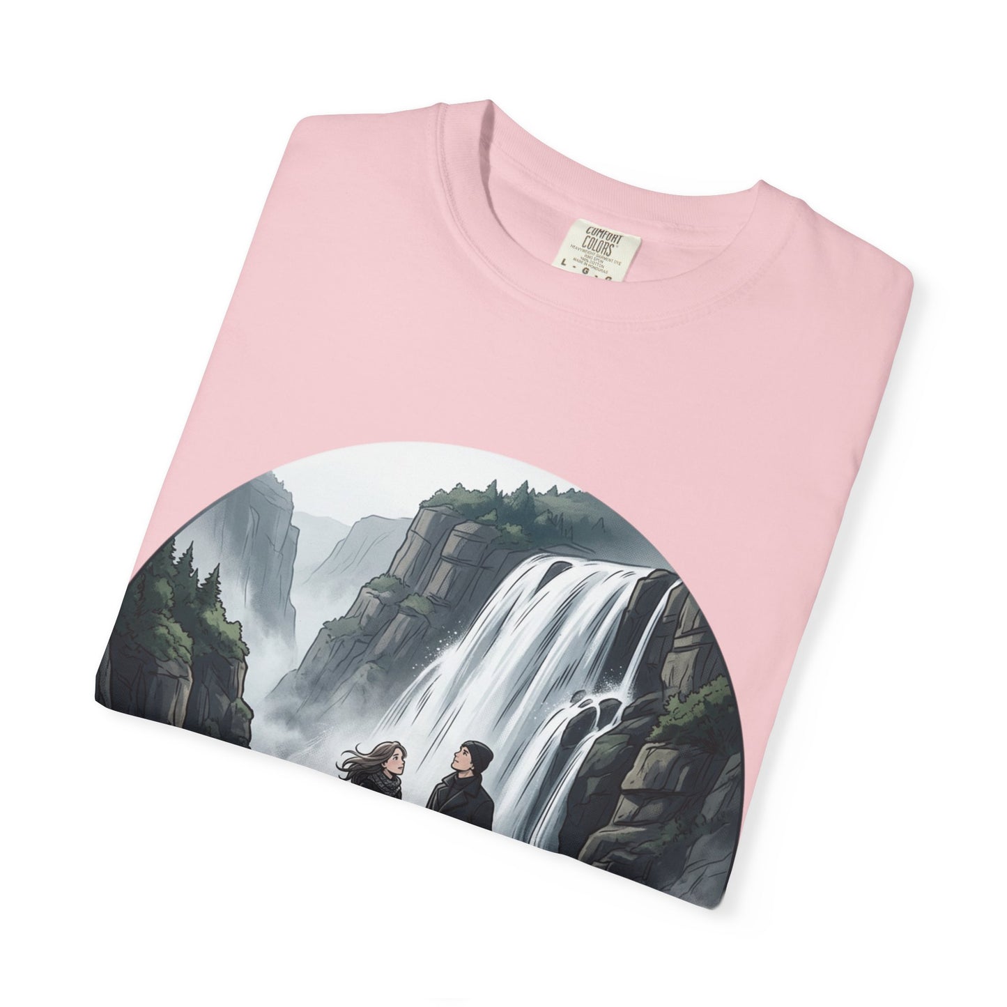 Explore More T-Shirt — Adventure Graphic Tee with Waterfall Scene