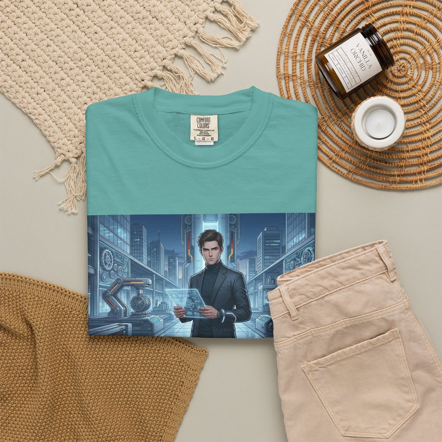 Cyberpunk Detective T-Shirt — Futuristic Noir Cityscape Graphic Tee