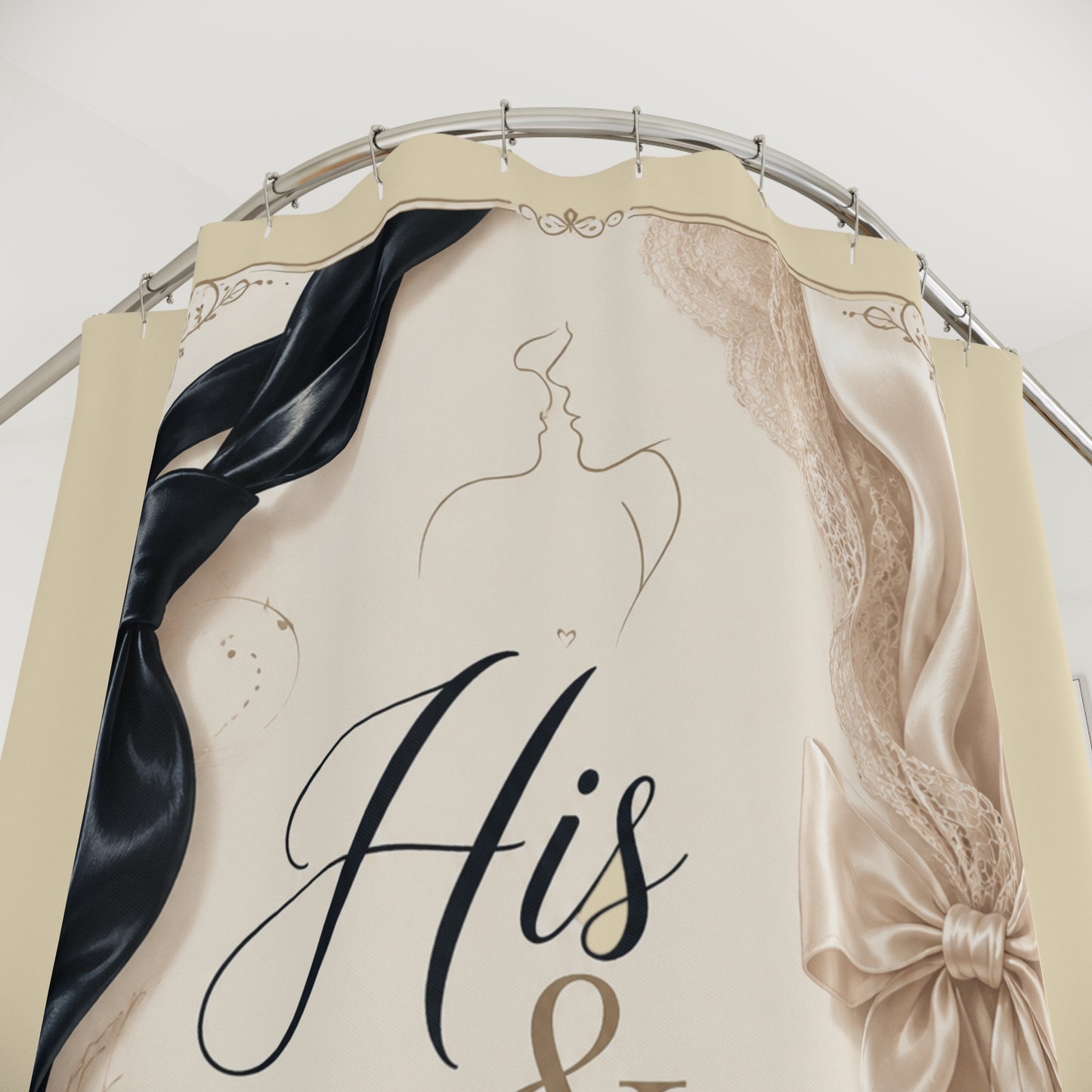Silk. Satin. Draped in Luxury – His & Hers Cream & Black Luxury Bathroom Décor