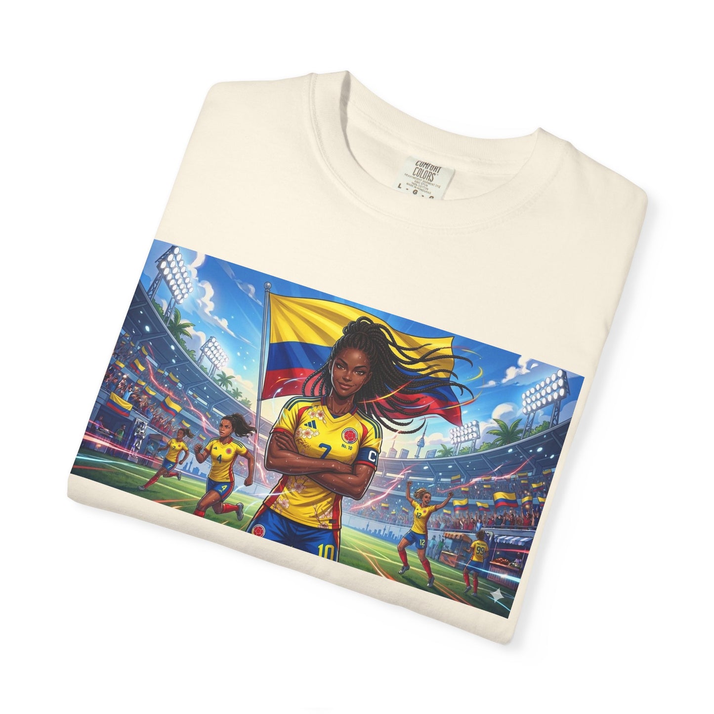 Soccer Champion Graphic T-Shirt — Woman Goalkeeper Stadium Art