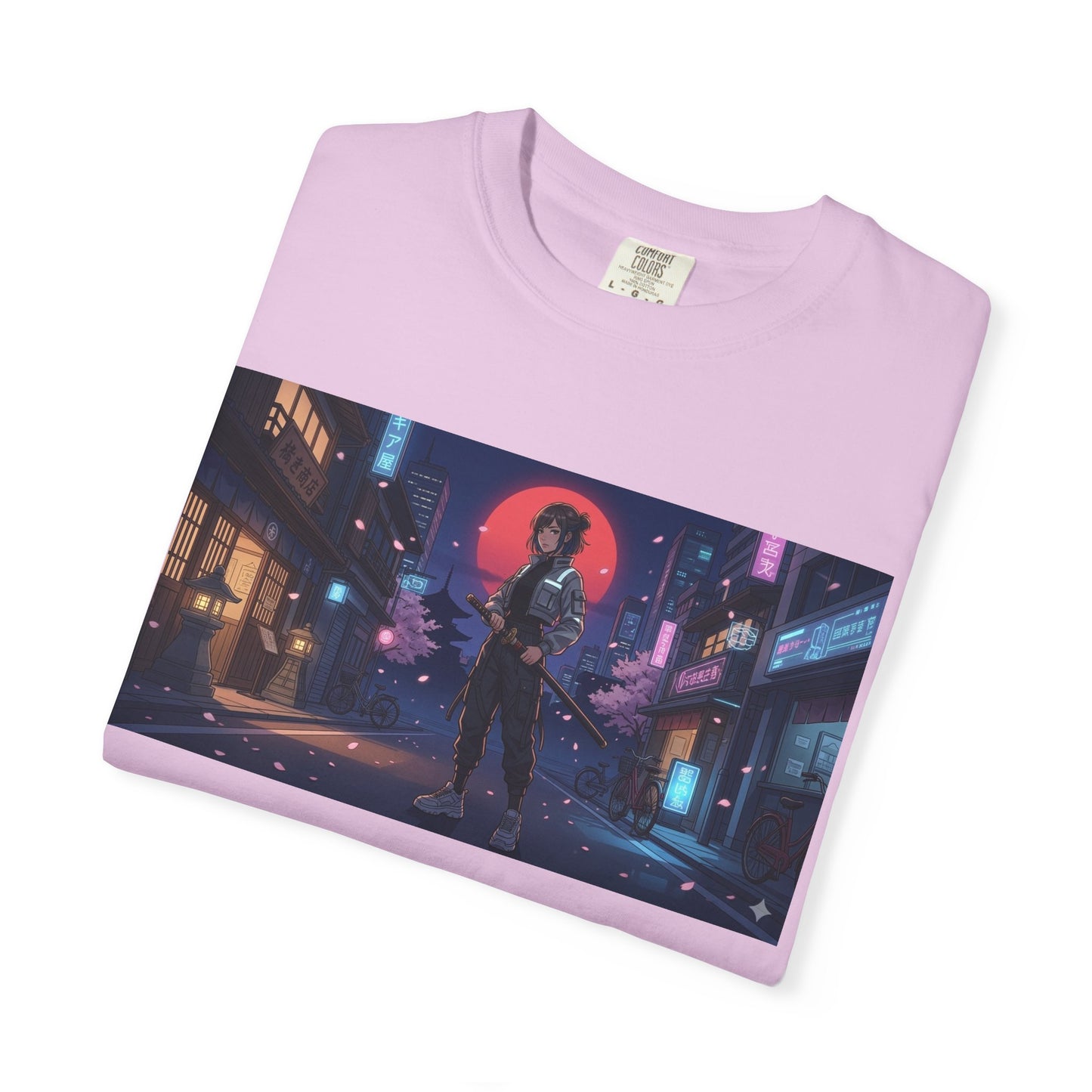 Cyberpunk Samurai T-Shirt — Neon Night Street Art Tee