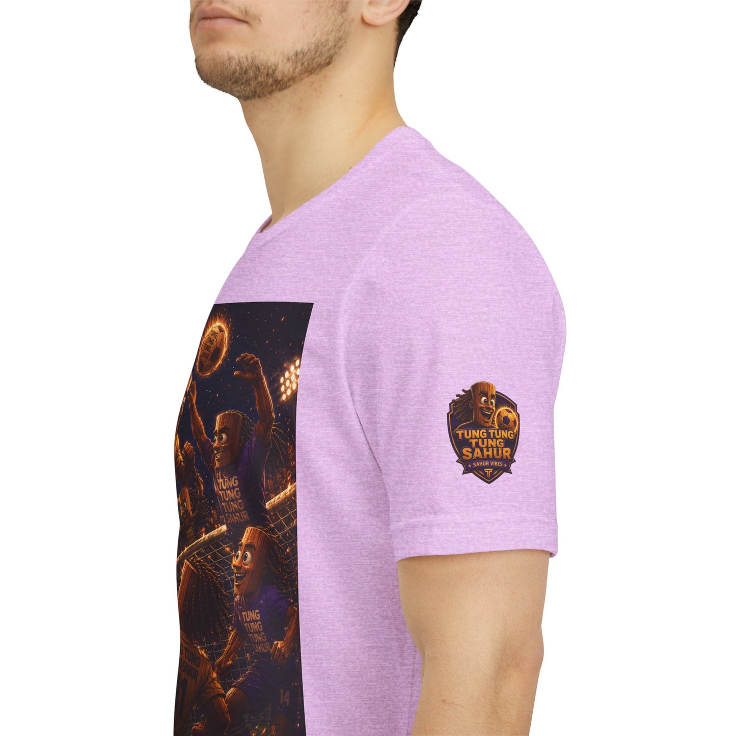 Tung Tung Tung Sahur Header Goal Soccer Action Graphic Tee — Team Court Night Design