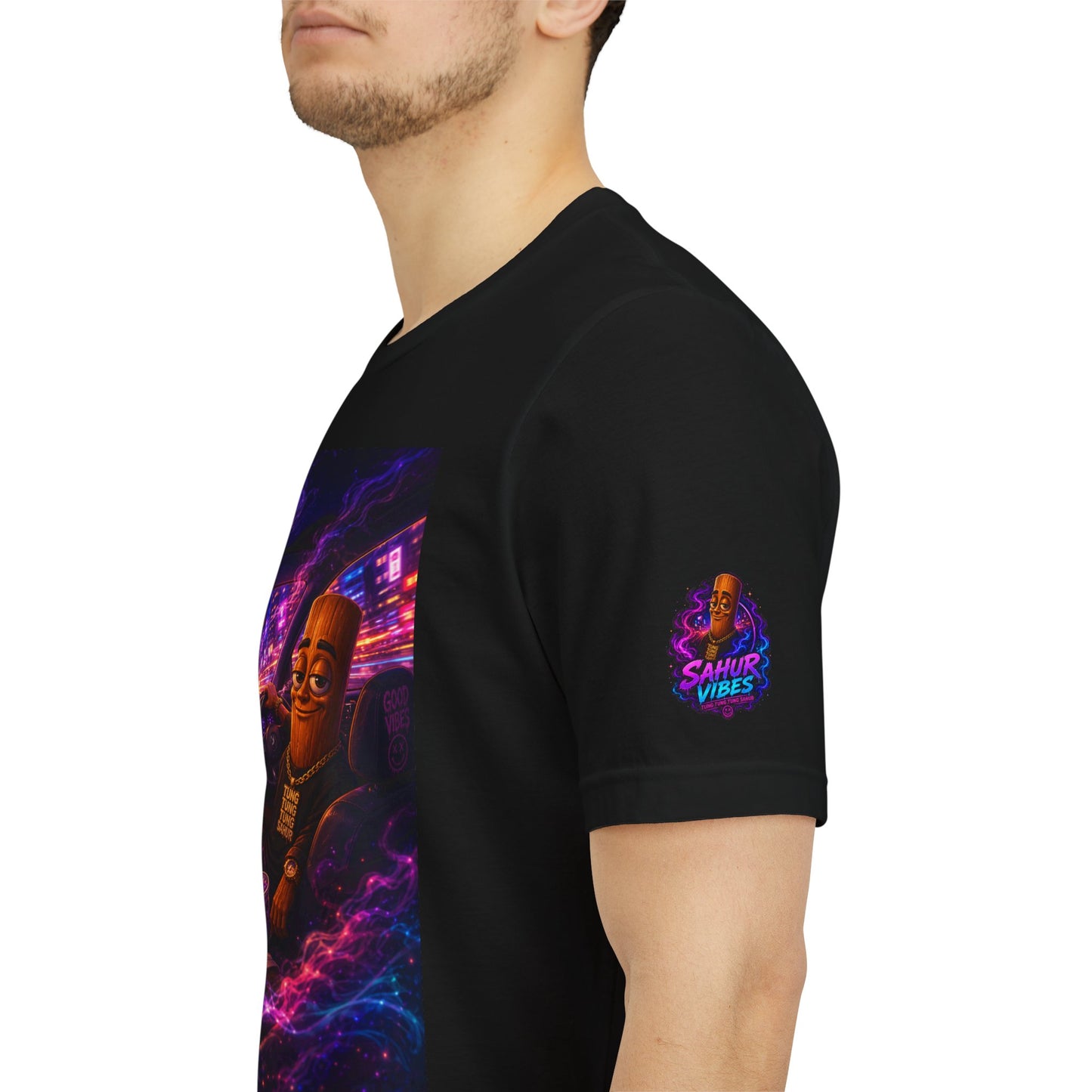 Tung Tung Tung Sahur Who Ride Like Us T-Shirt — Night Cruise Vaporwave Graphic Tee