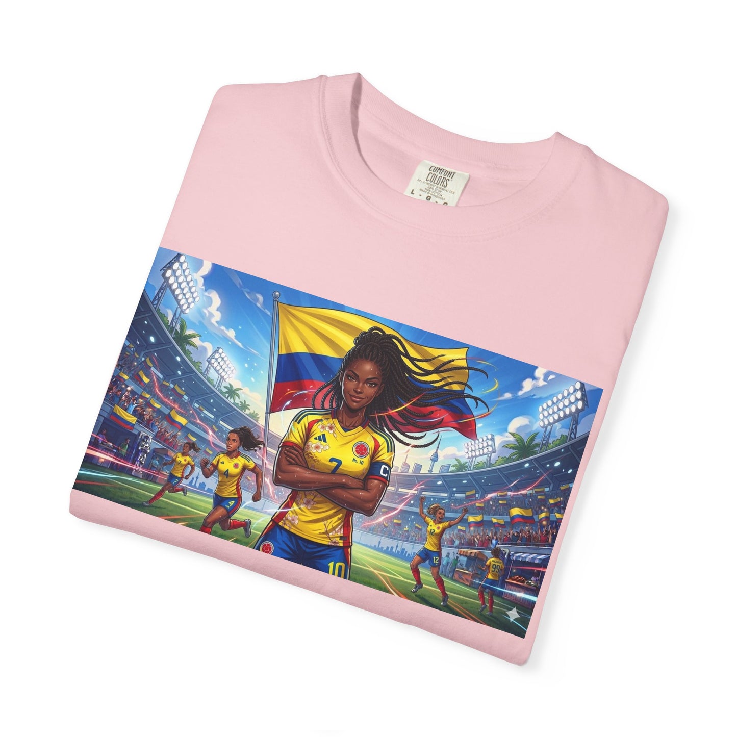 Soccer Champion Graphic T-Shirt — Woman Goalkeeper Stadium Art