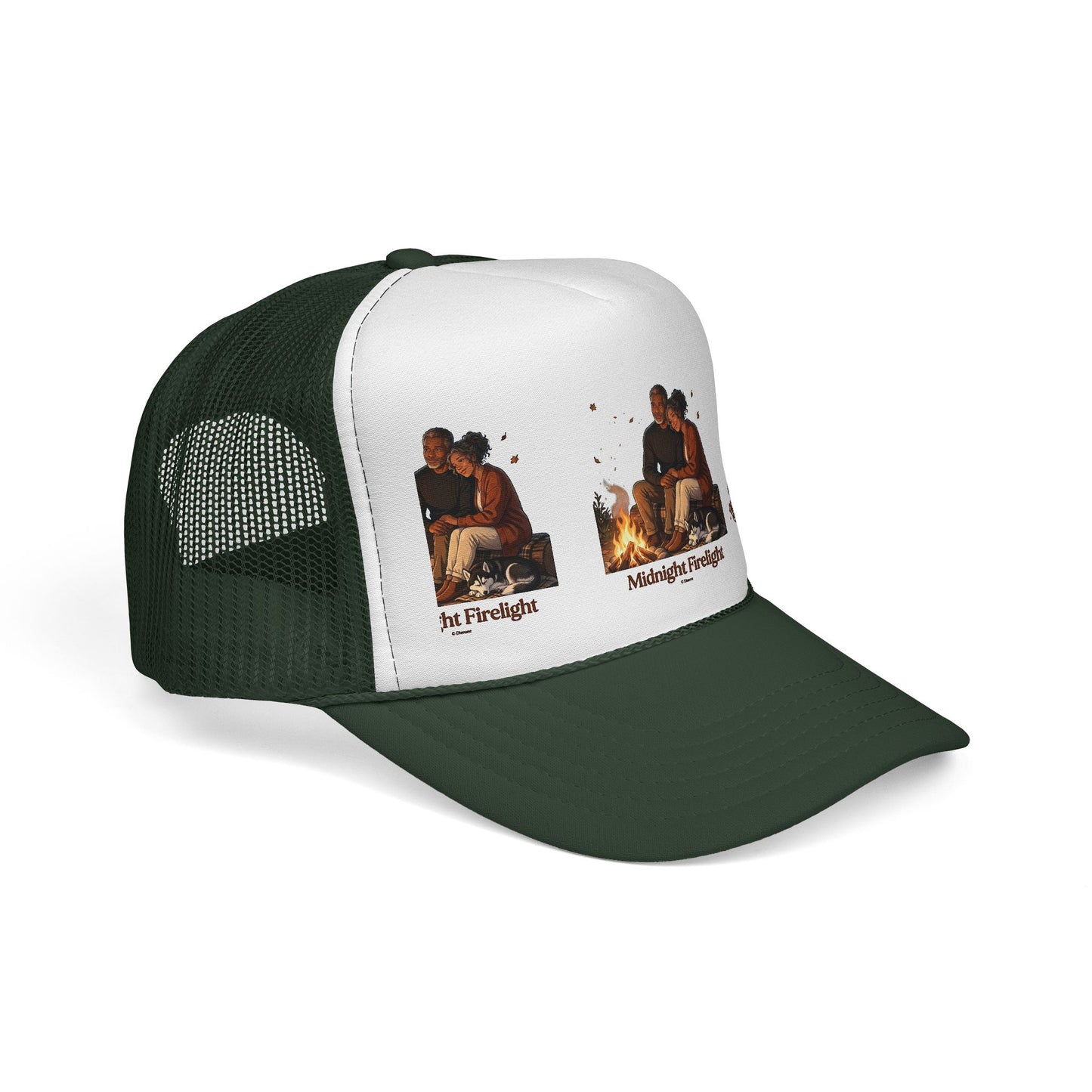 Trucker Cap — 'Midnight Firelight' Campfire Graphic Hat