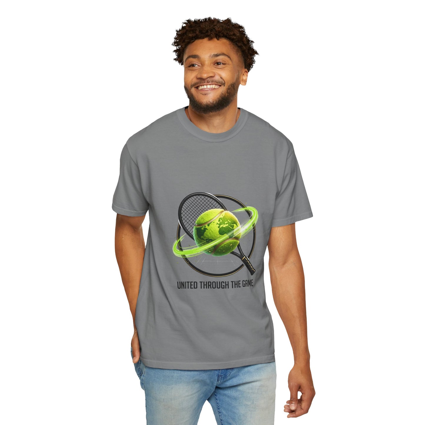Tennis Globe T‑Shirt — "United Through the Game" Sports Tee