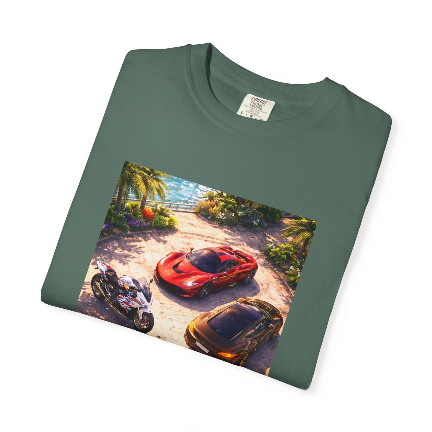 MULTI-VEHICLE - T-Shirt — Tropical Sports Cars & Motorbikes Print