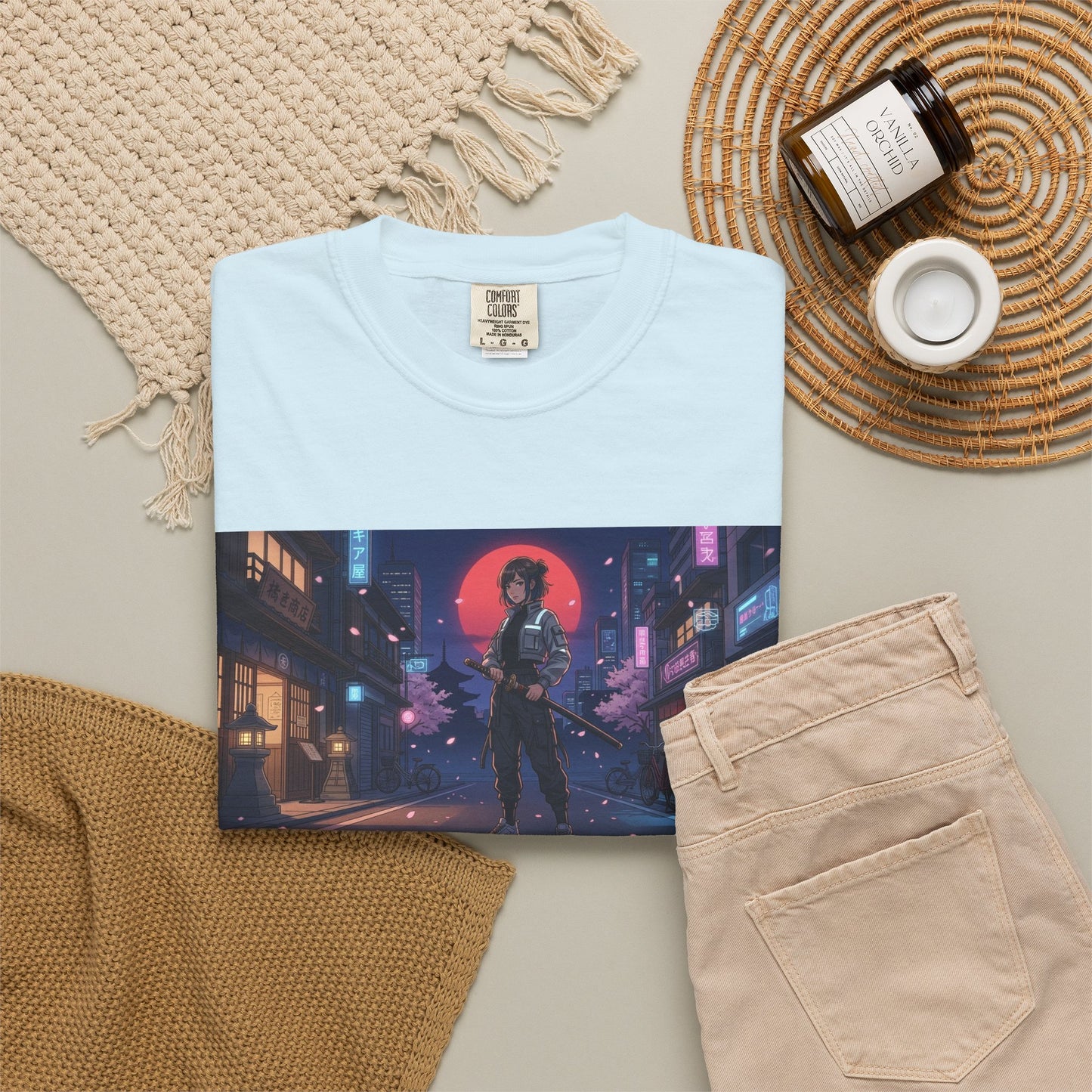 Cyberpunk Samurai T-Shirt — Neon Night Street Art Tee