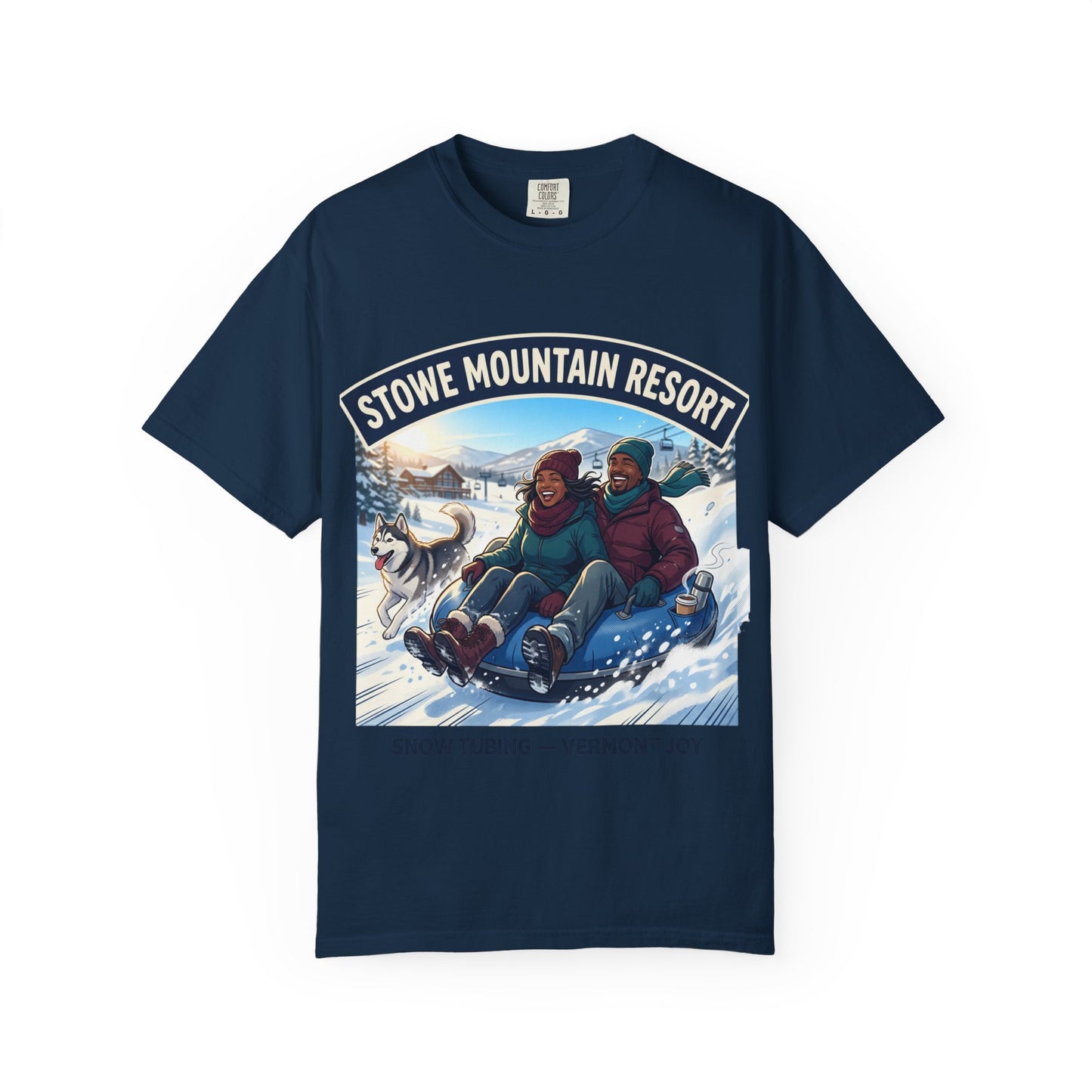 Stowe Mountain Resort Snow Tubing T-Shirt — "Vermont Joy" Winter Apparel
