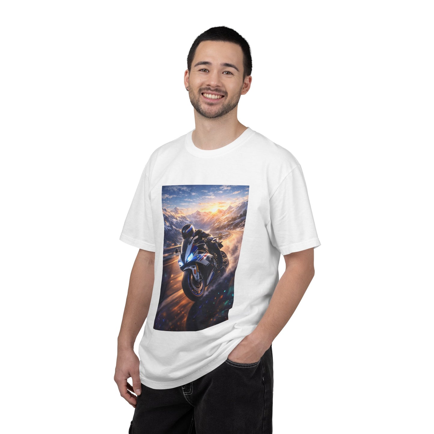 BMW S1000RR ALPINE GHOST RIDE - T‑Shirt — Sportbike Skyline Graphic Tee