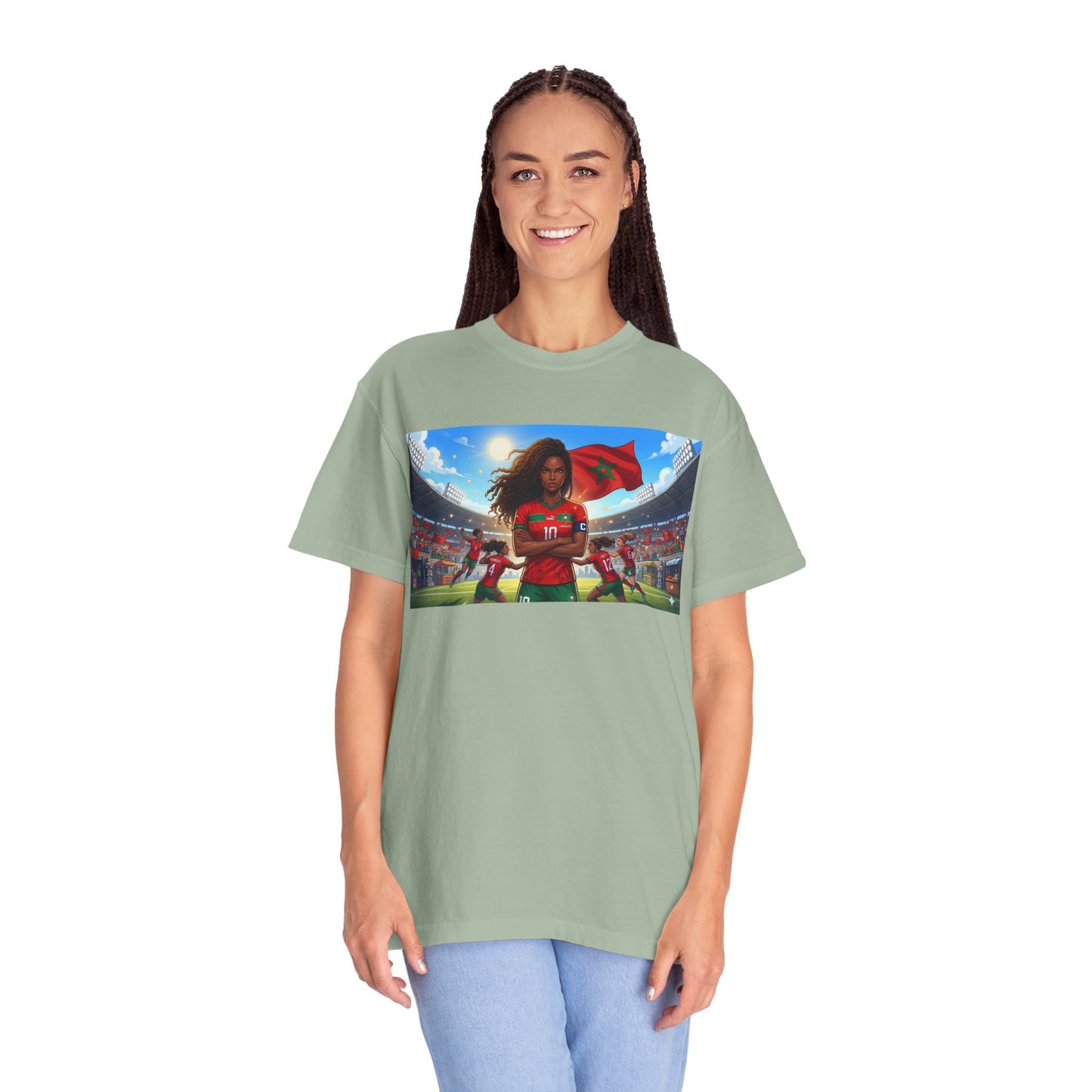 Morocco Soccer Champion Graphic T-Shirt — Inspiring Women’s Football Stadium Design