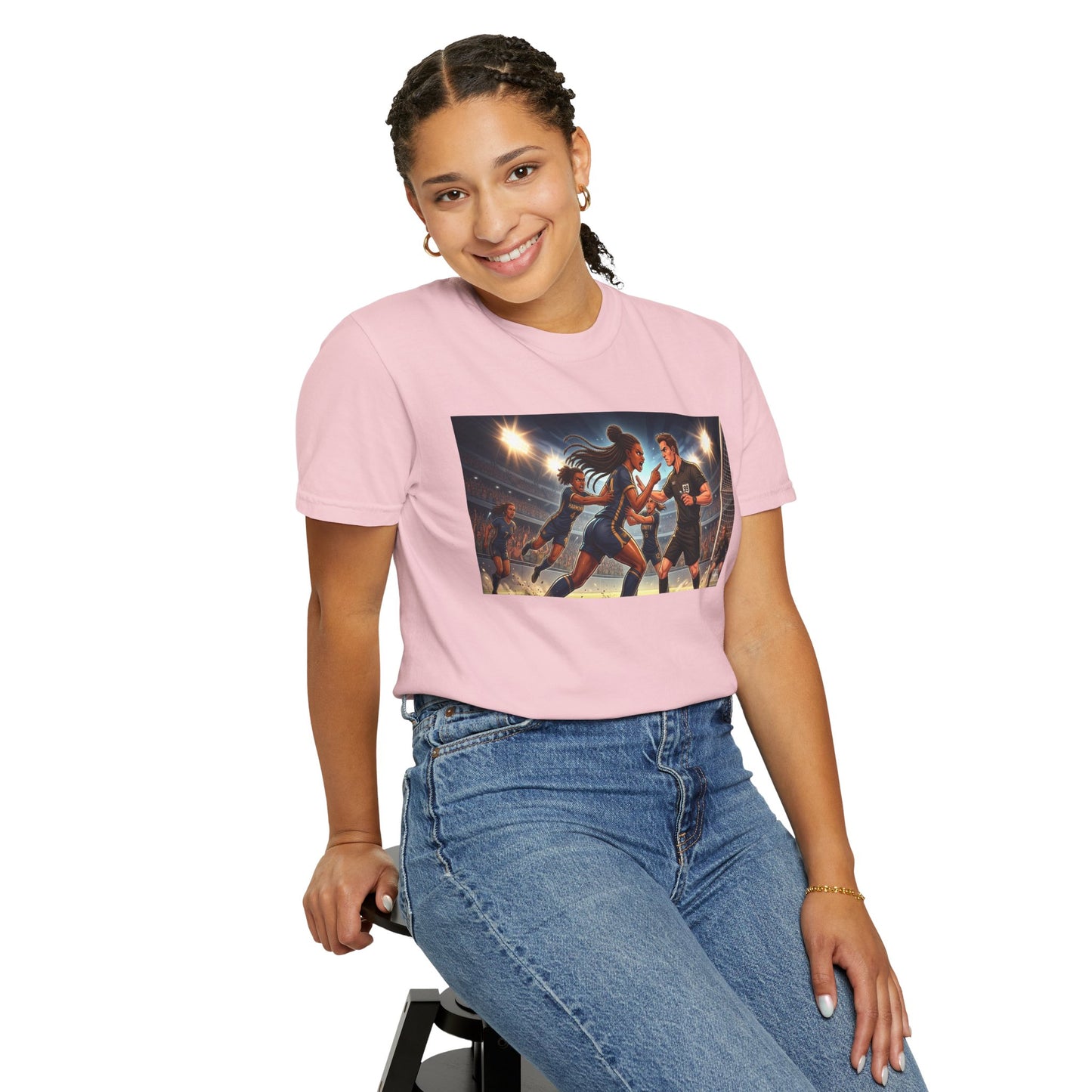 Soccer Night Match T-Shirt — Dynamic Players Under Stadium Lights