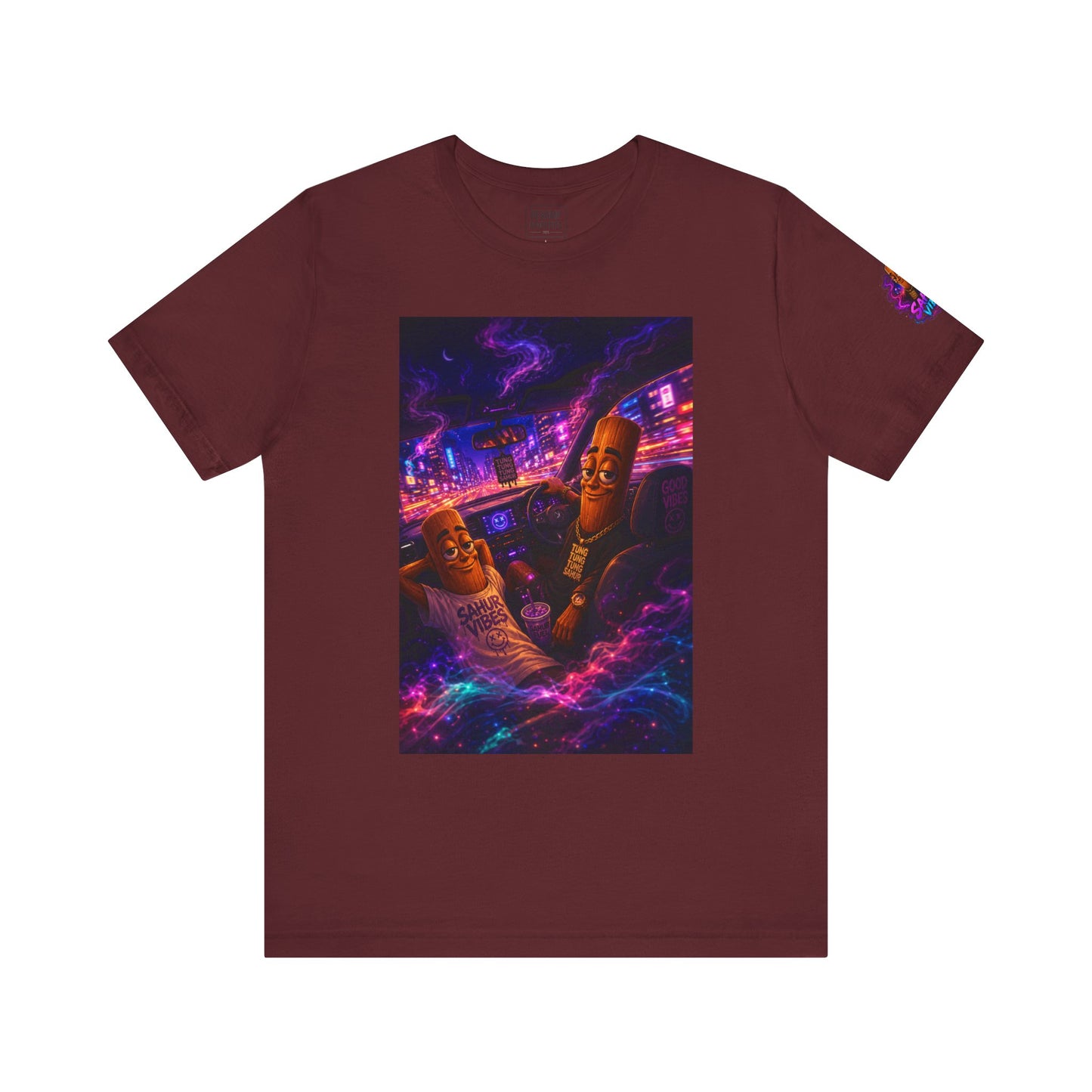 Tung Tung Tung Sahur Who Ride Like Us T-Shirt — Night Cruise Vaporwave Graphic Tee
