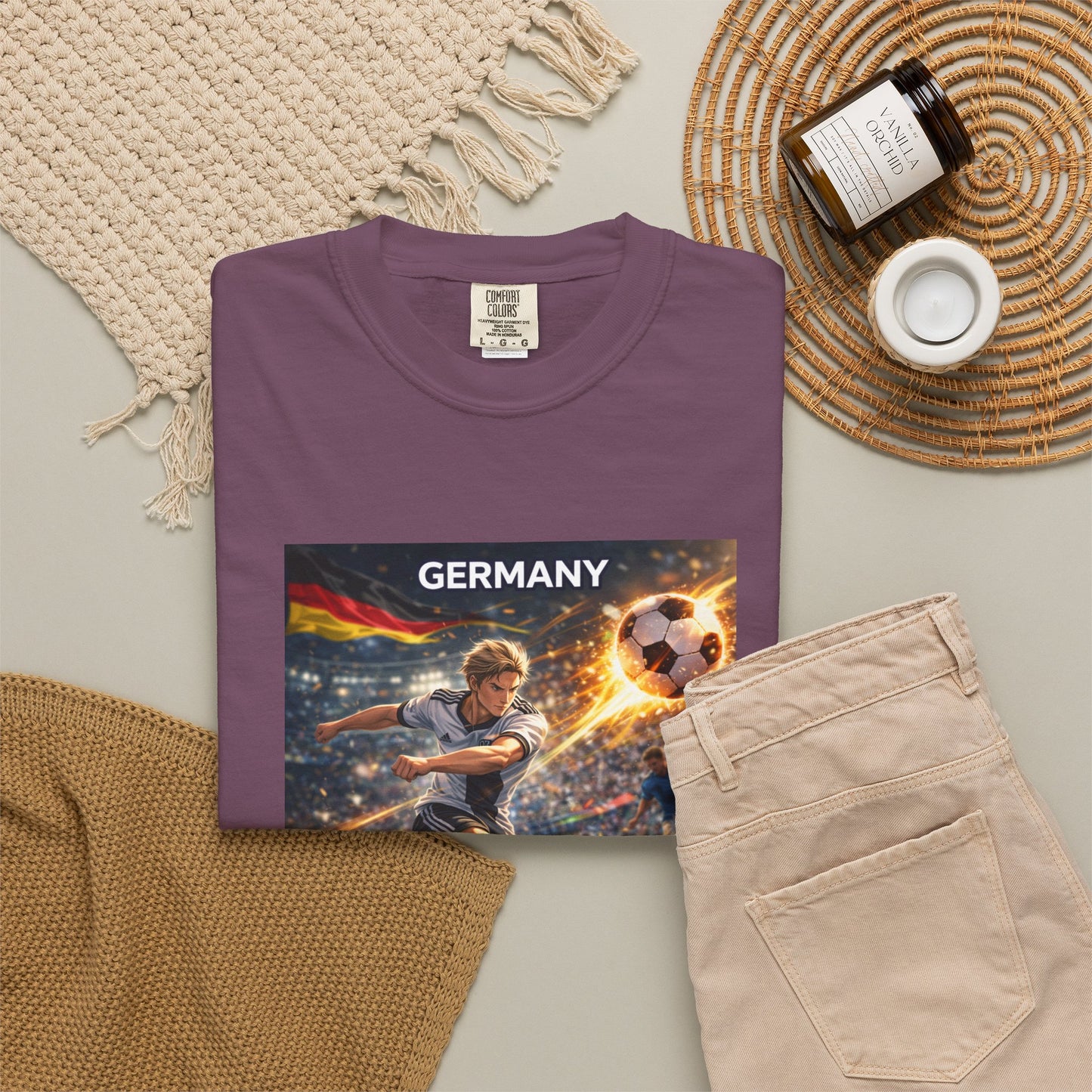 Germany Soccer Player Graphic T-Shirt — Retro Football Stadium Print