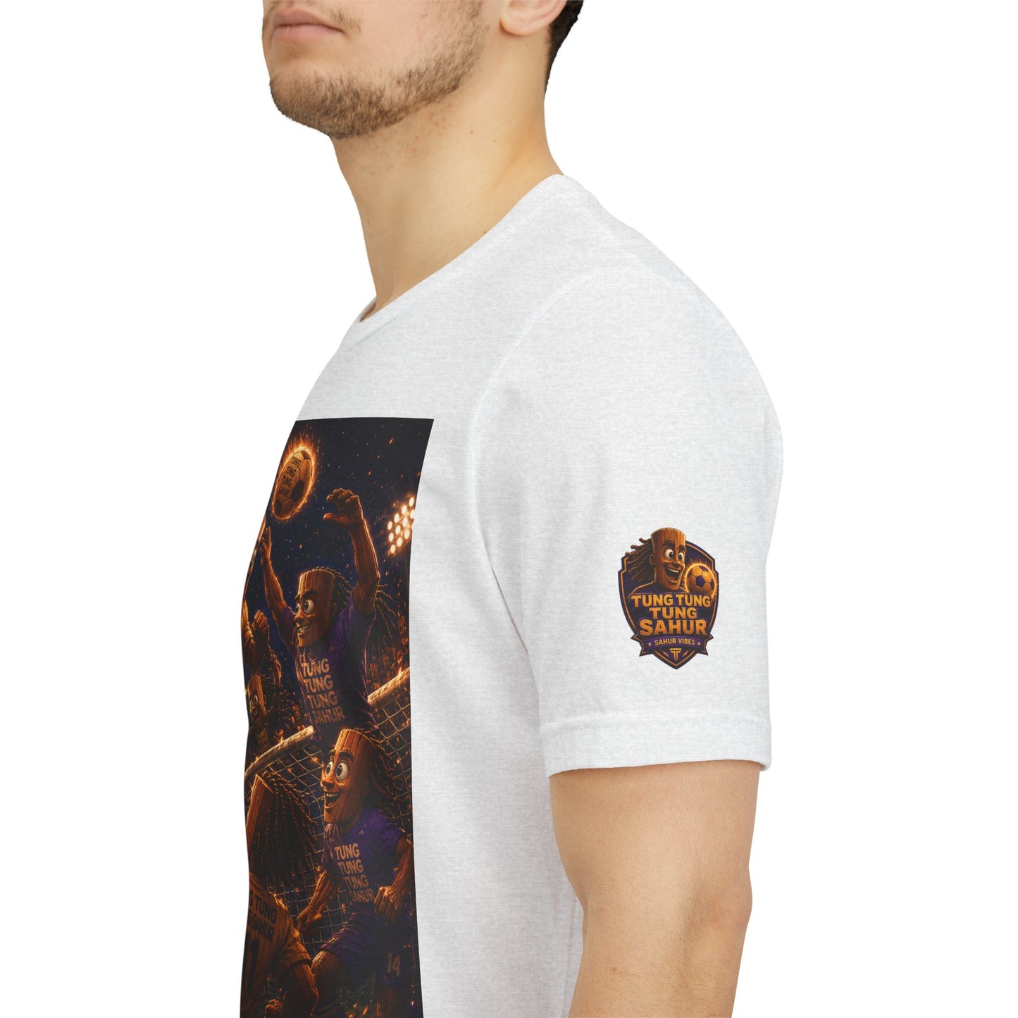 Tung Tung Tung Sahur Header Goal Soccer Action Graphic Tee — Team Court Night Design