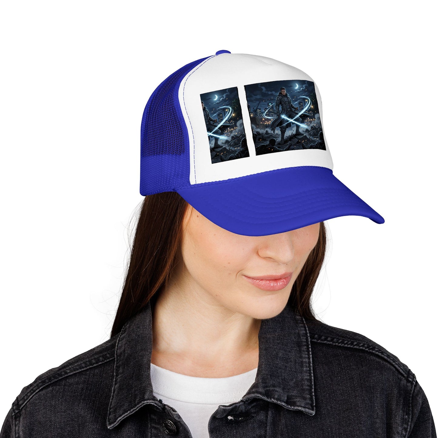 Trucker Hat — Neon Samurai Triptych Foam Trucker Cap