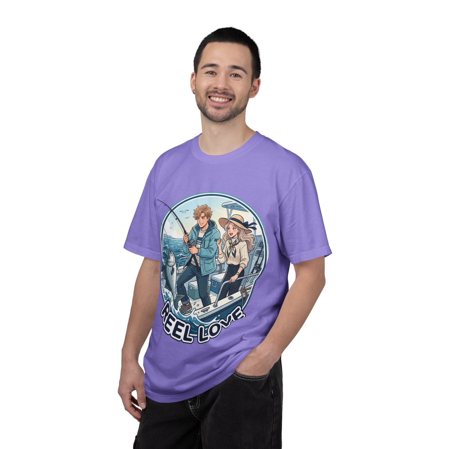 Reel Love Fishing T-Shirt — Cute Couple Anglers Graphic Tee