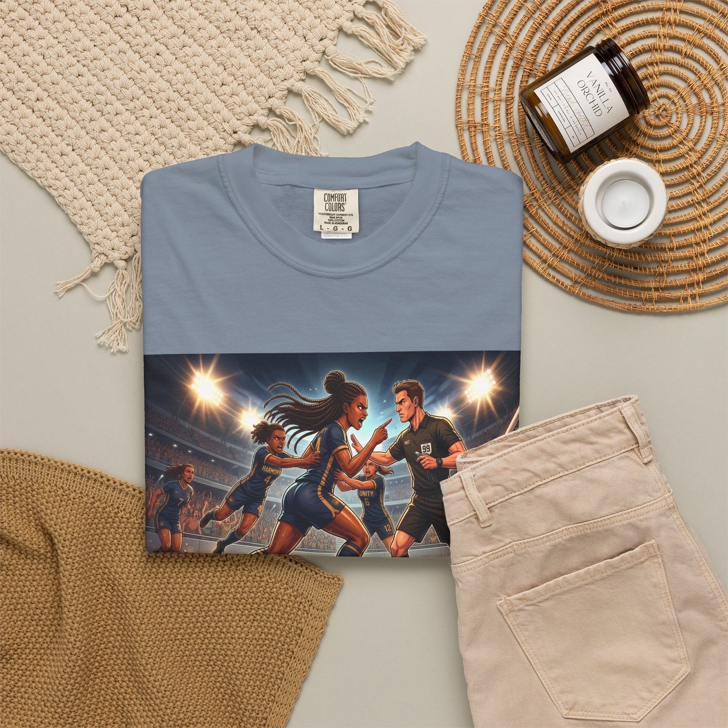 Soccer Night Match T-Shirt — Dynamic Players Under Stadium Lights