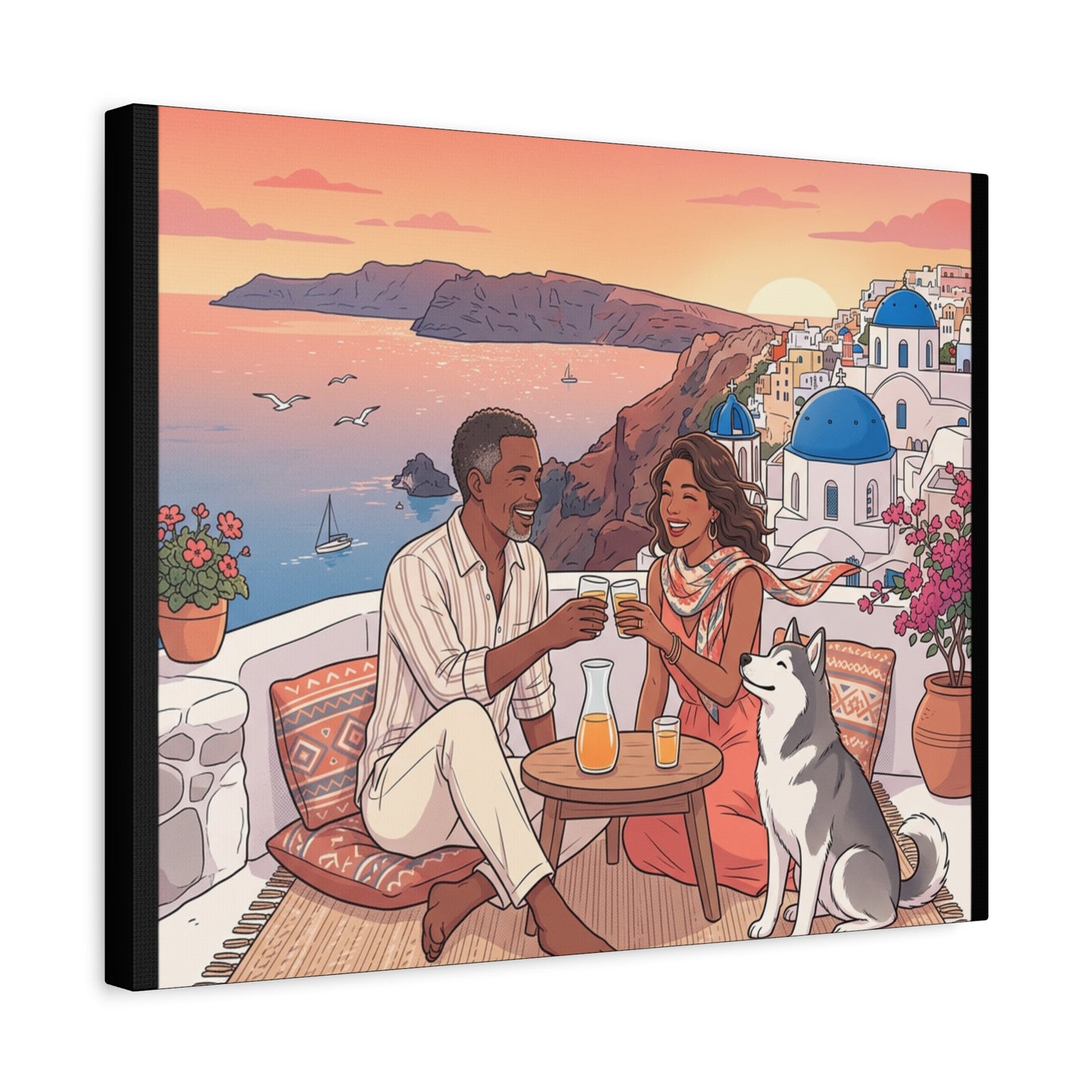 Santorini, Greece – “Sunset Serenade - Matte Canvas, Stretched, 1.25"