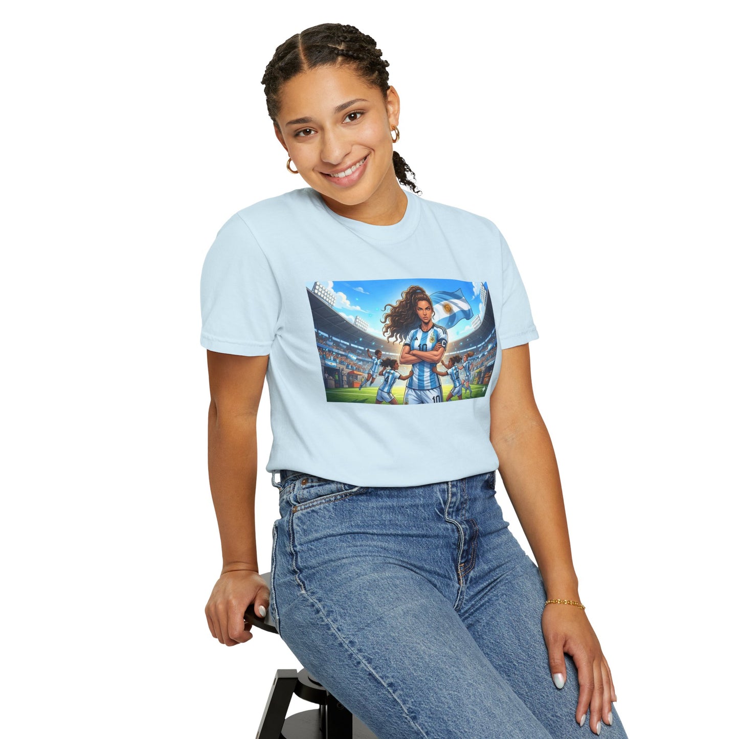 Argentina Soccer Heroine Stadium T-Shirt – Female Soccer Player Graphic Tee