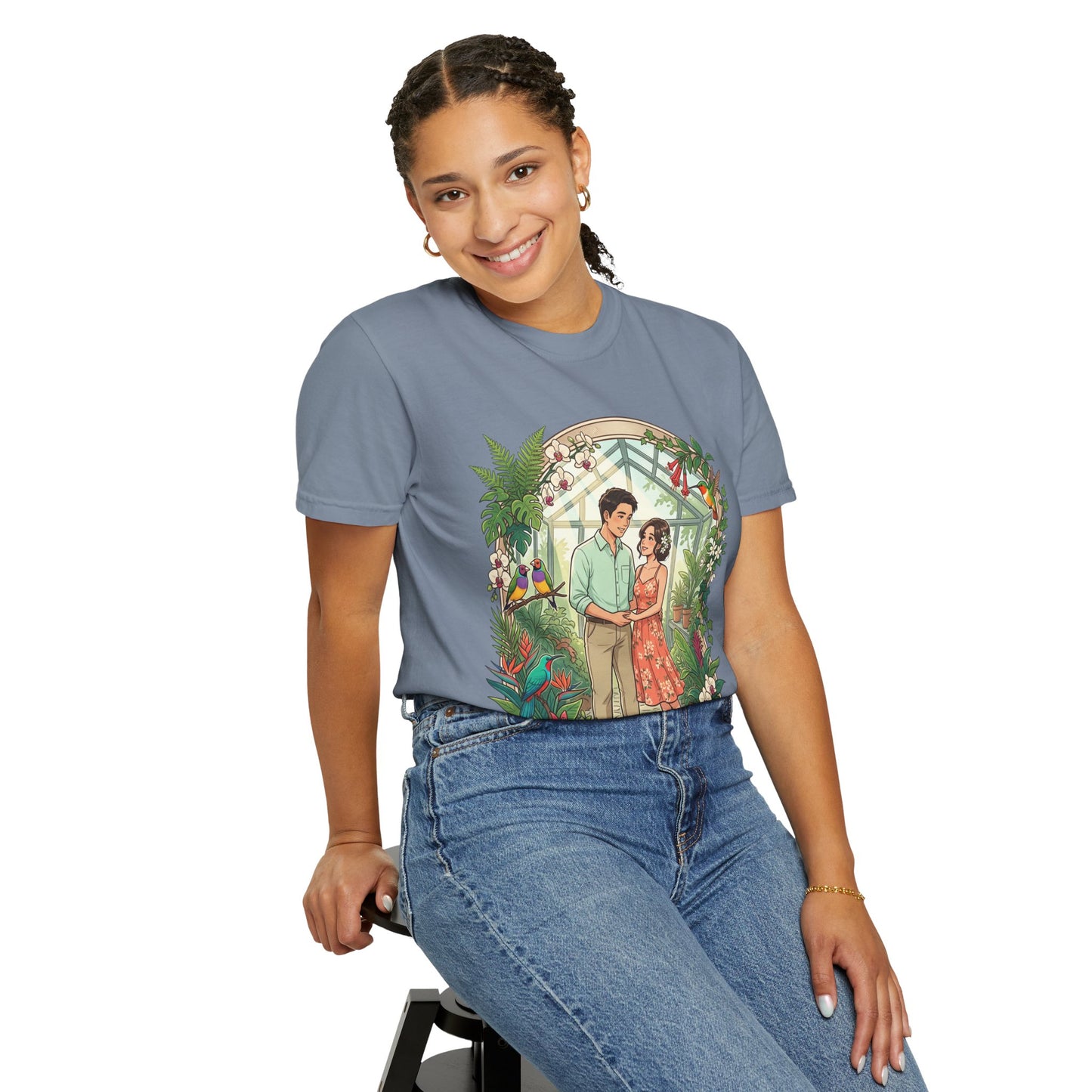 Romantic Greenhouse Couples T-Shirt — “Love Grows Where We Nurture It”