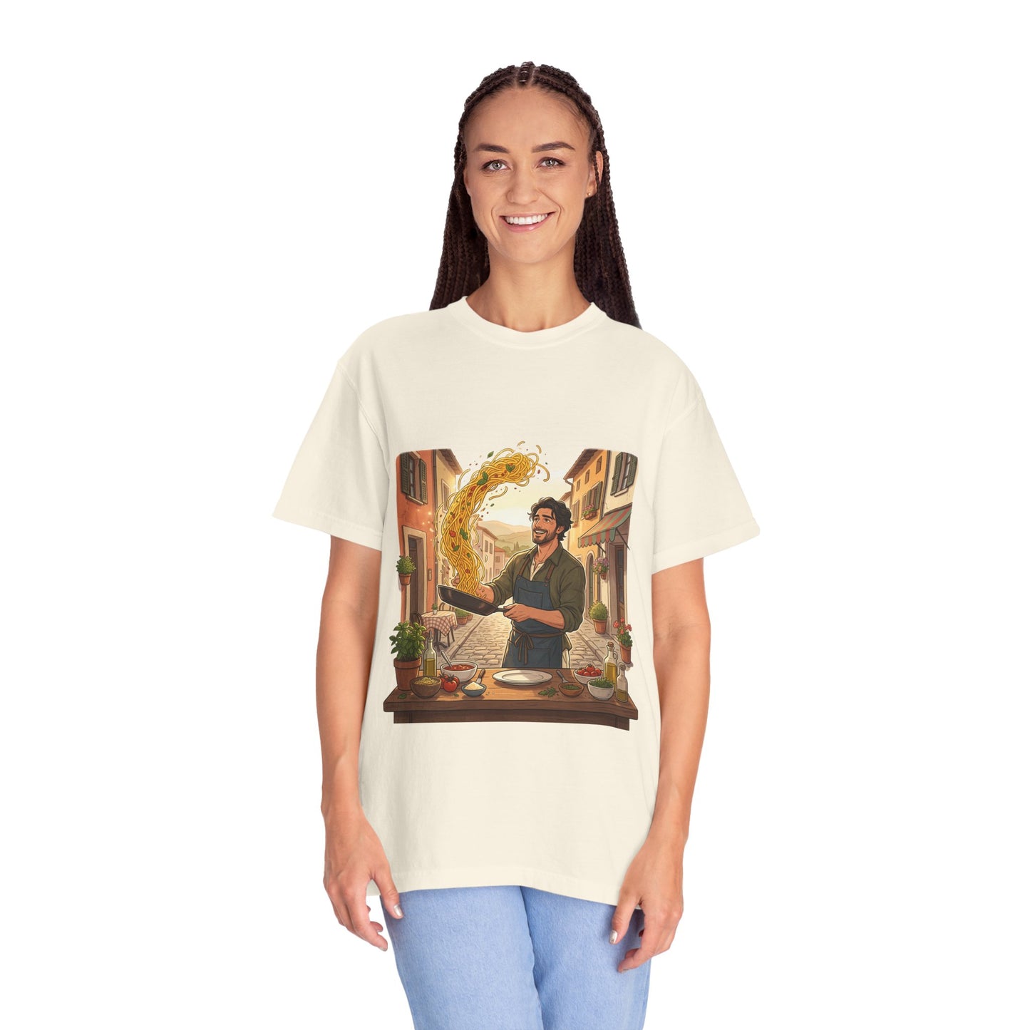 Italian Chef Pasta Toss T-Shirt — Vintage Street Kitchen Cooking Graphic Tee