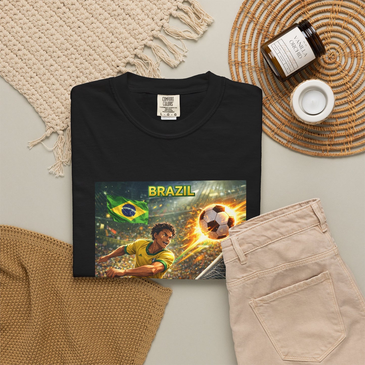 Brazil Soccer T-Shirt – Vintage Player Kick Graphic (Brazil)
