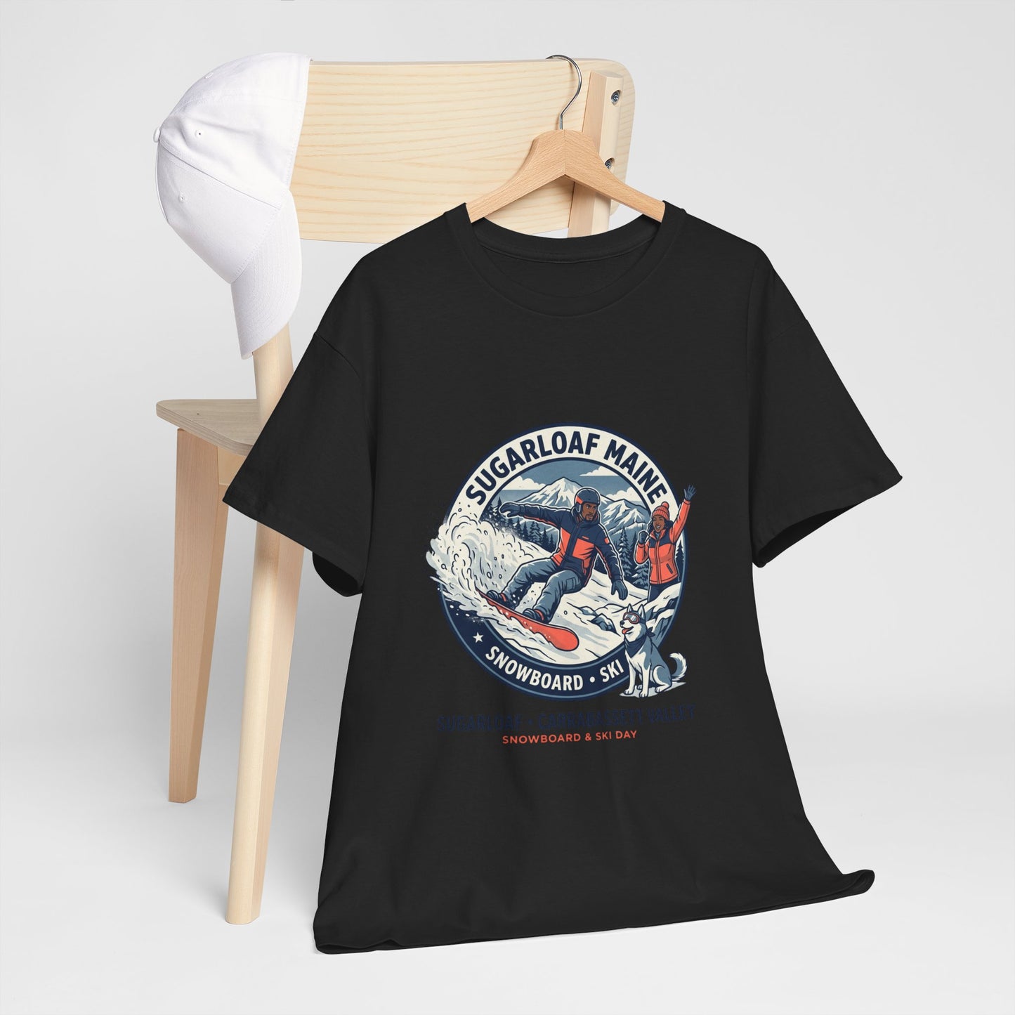 Sugarloaf Maine Snowboard & Ski T‑Shirt — Sugarloaf‑Carrabassett Valley Retro Graphic Tee