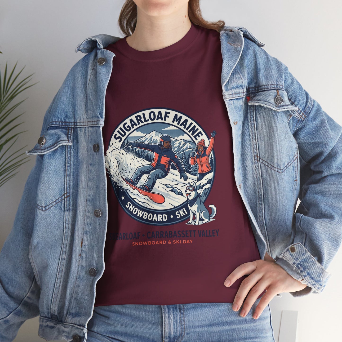 Sugarloaf Maine Snowboard & Ski T‑Shirt — Sugarloaf‑Carrabassett Valley Retro Graphic Tee