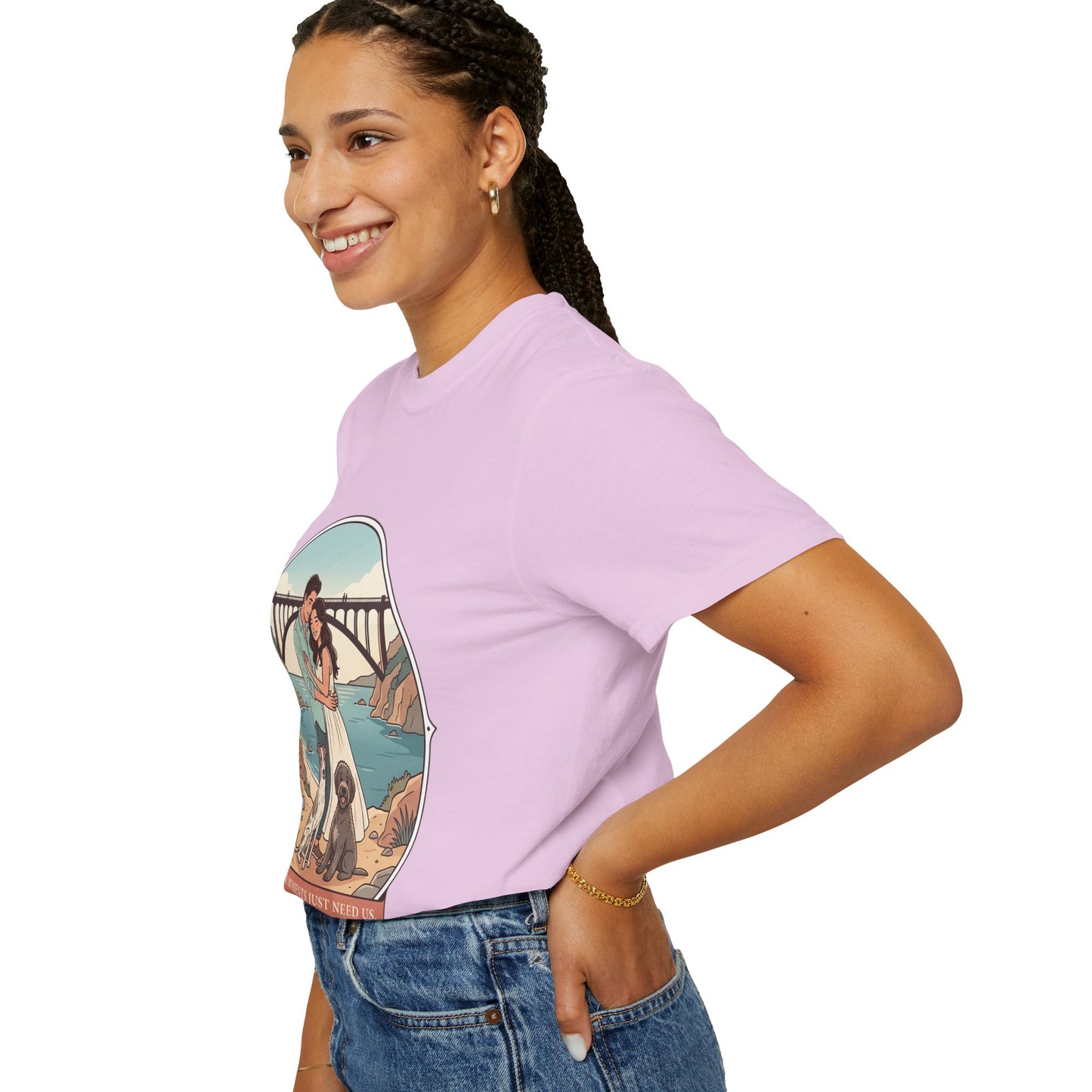 T-Shirt — Romantic Coastal Couples Tee “Some Moments Are Forever” with Dogs