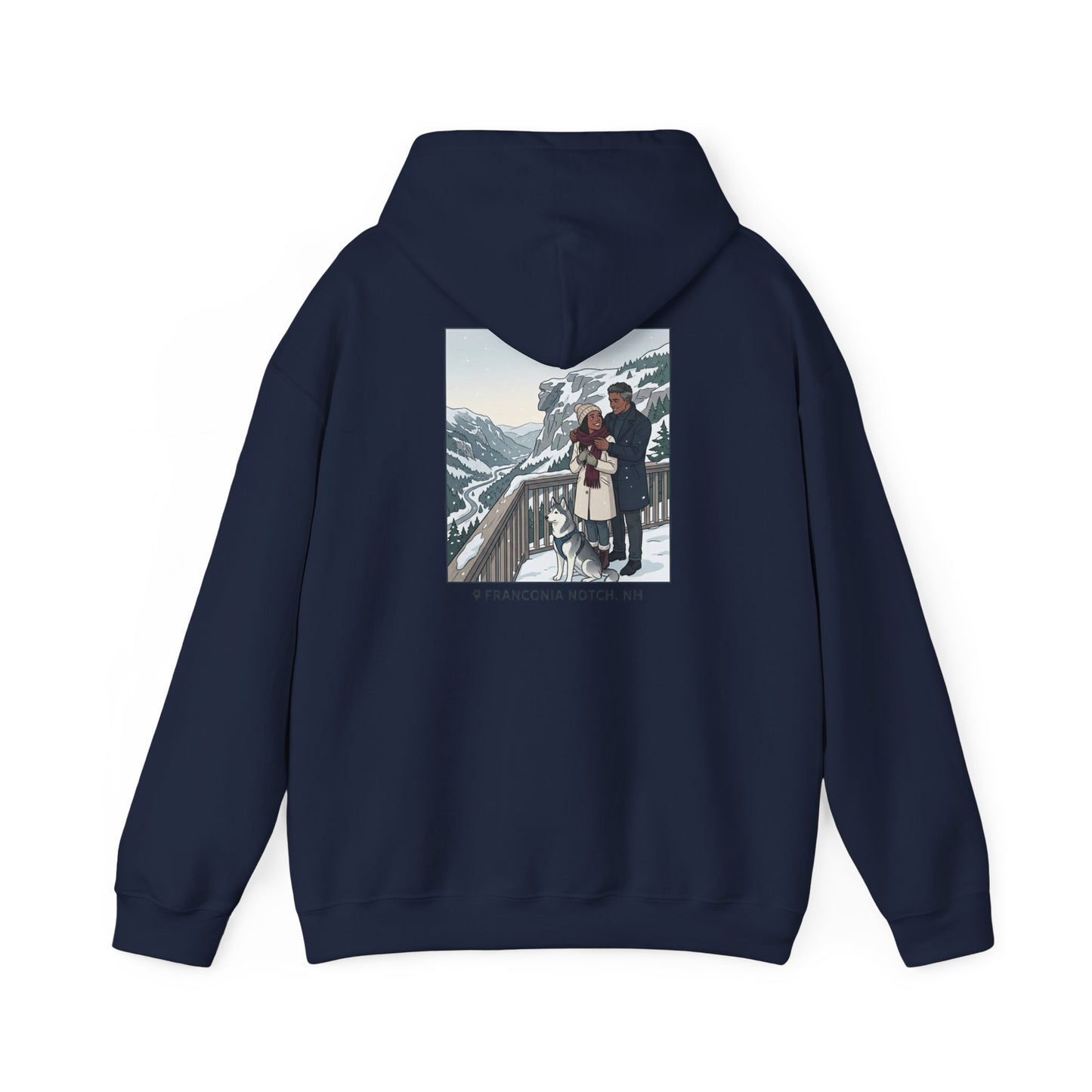 Winter Couple Photo Hoodie — Vintage Alps Travel Graphic Sweatshirt