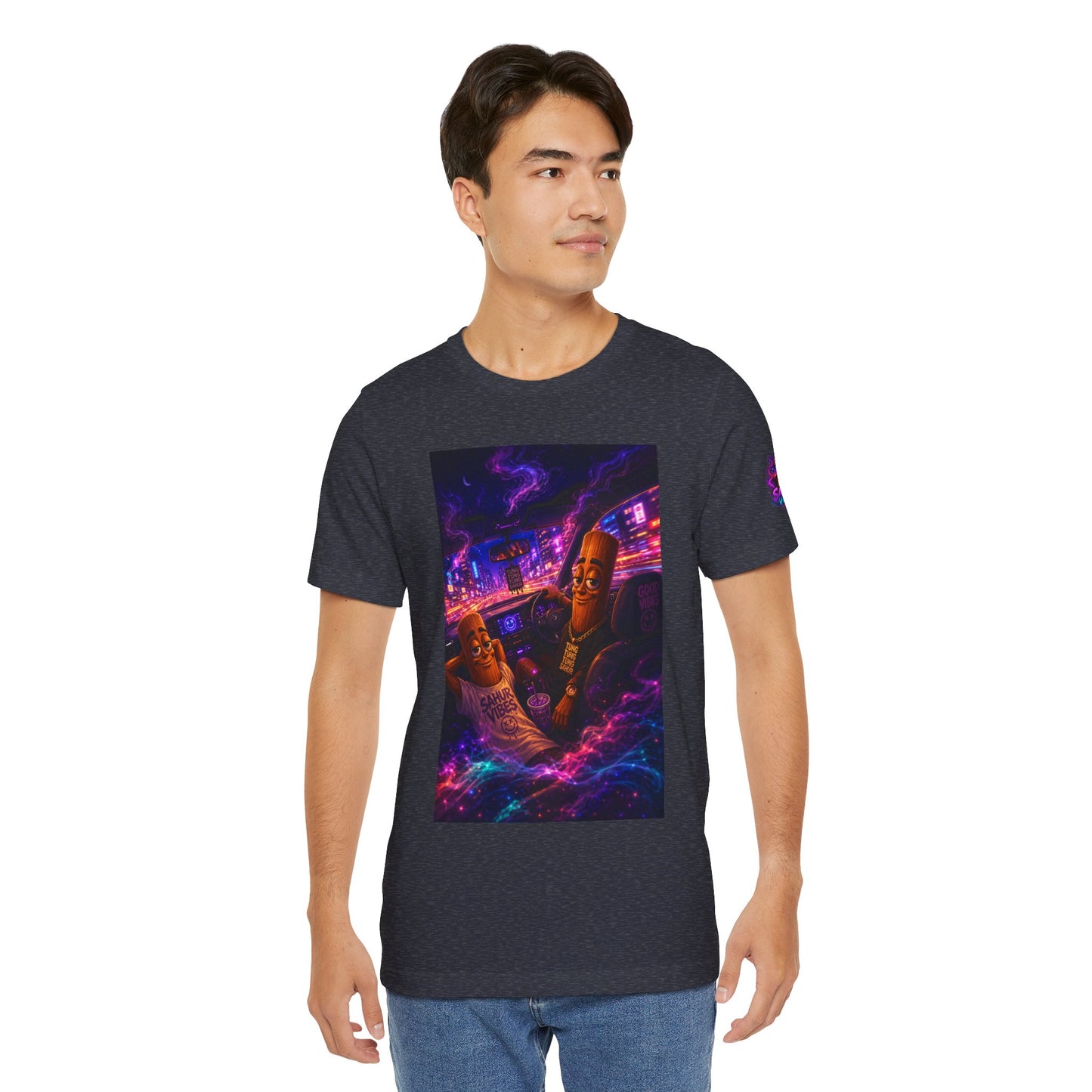 Tung Tung Tung Sahur Who Ride Like Us T-Shirt — Night Cruise Vaporwave Graphic Tee