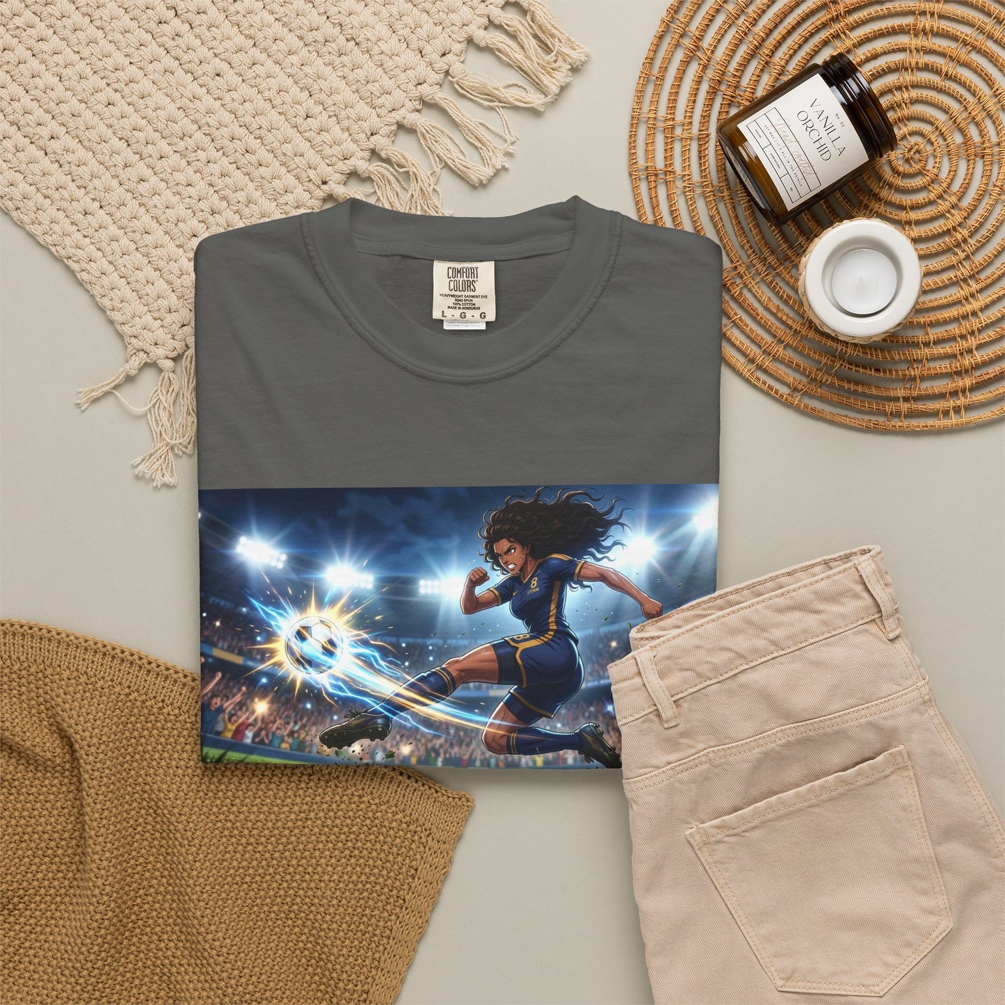 Soccer Kick Graphic T-Shirt — Energetic Stadium Football Design
