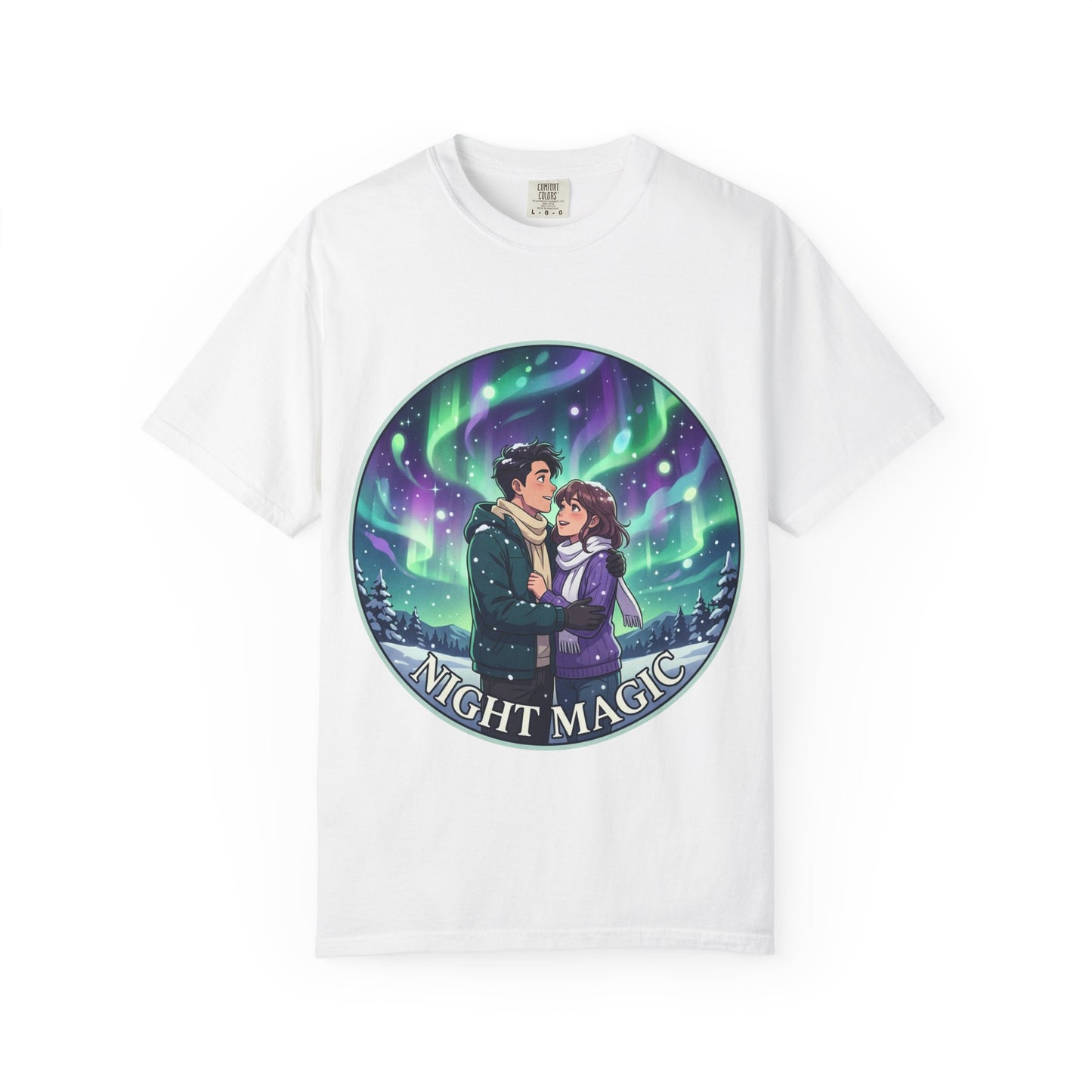 Night Magic T-Shirt — Northern Lights Couple Illustration