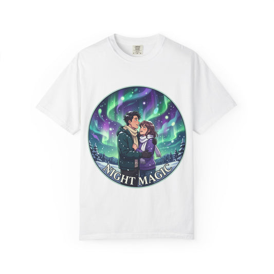 Night Magic T-Shirt — Northern Lights Couple Illustration