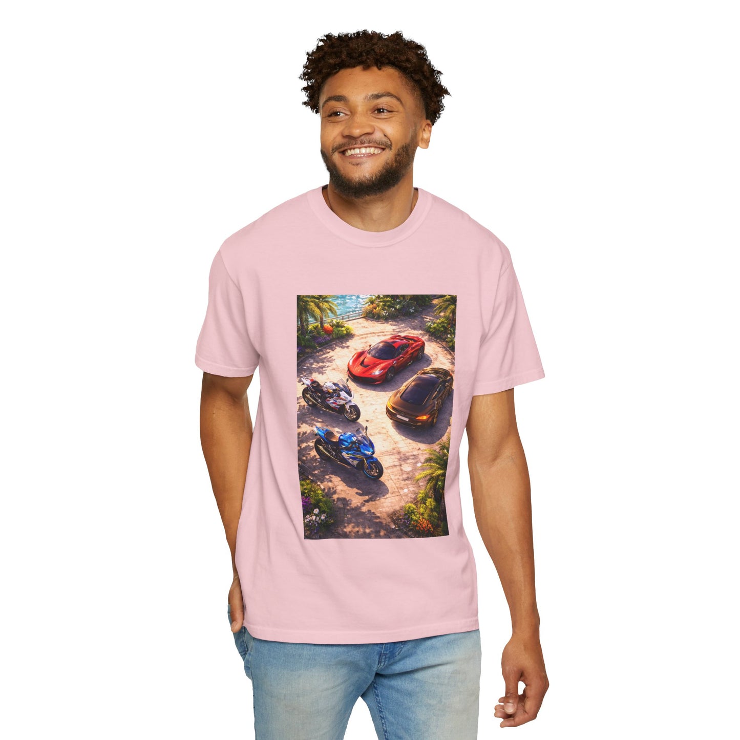 MULTI-VEHICLE - T-Shirt — Tropical Sports Cars & Motorbikes Print