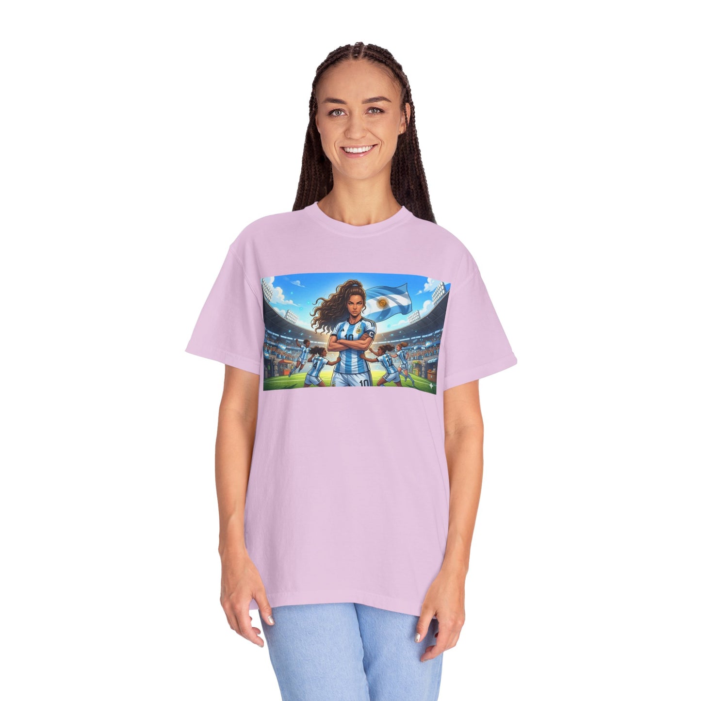 Argentina Soccer Heroine Stadium T-Shirt – Female Soccer Player Graphic Tee